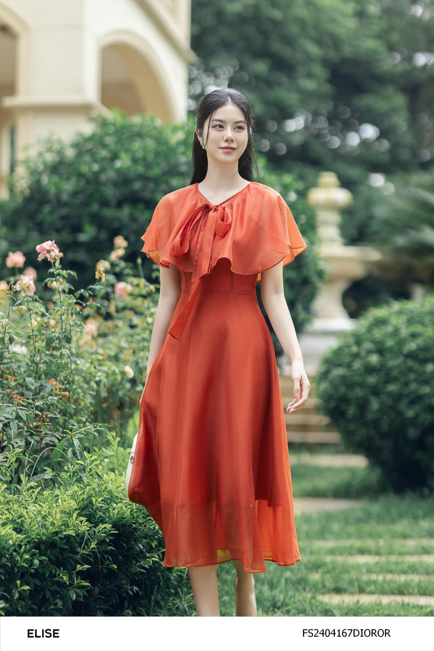 ĐẦM TƠ CAM ĐỎ CỔ BÈO BUỘC NƠ