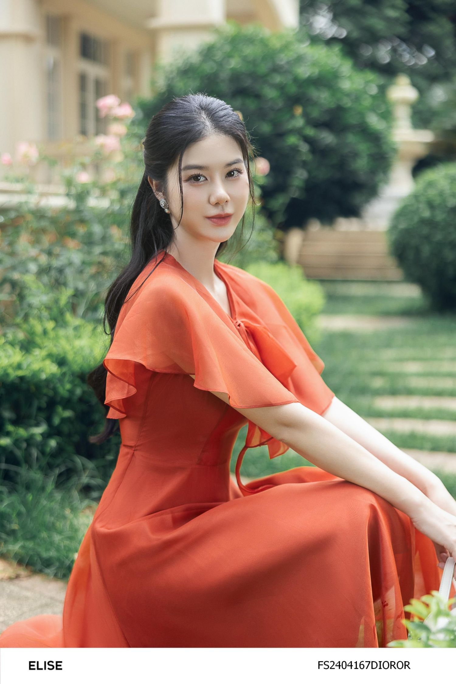 ĐẦM TƠ CAM ĐỎ CỔ BÈO BUỘC NƠ