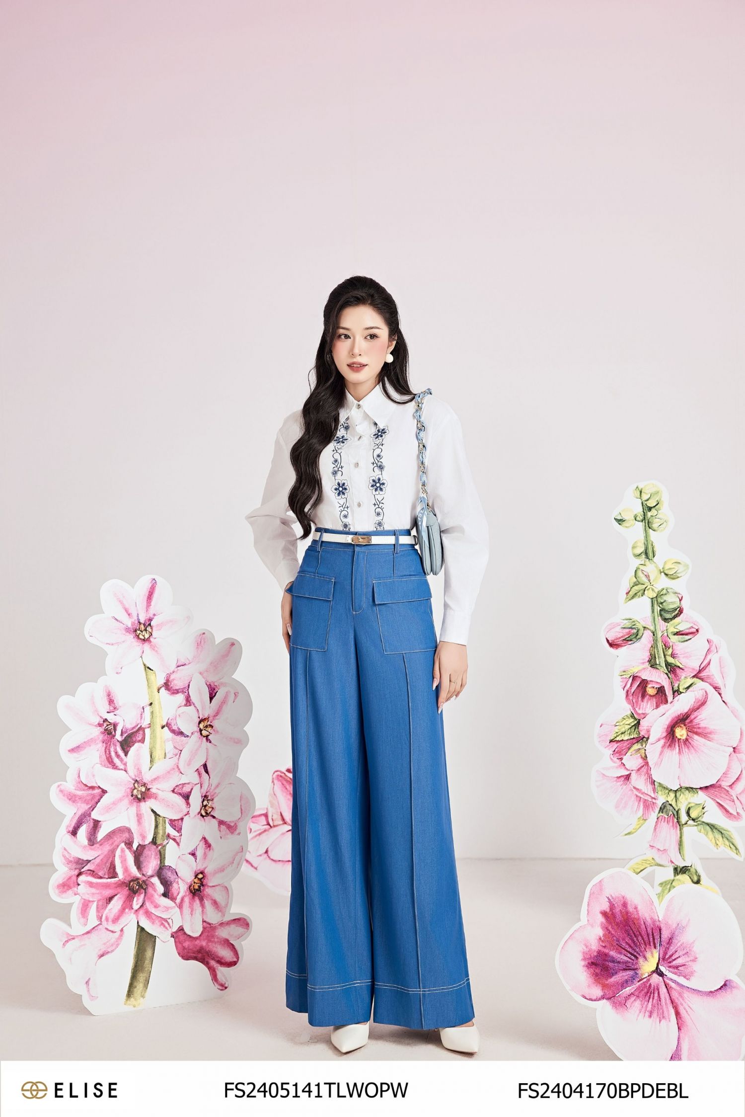 QUẦN SUÔNG JEAN XANH TÚI ỐP DIỄU CHỈ