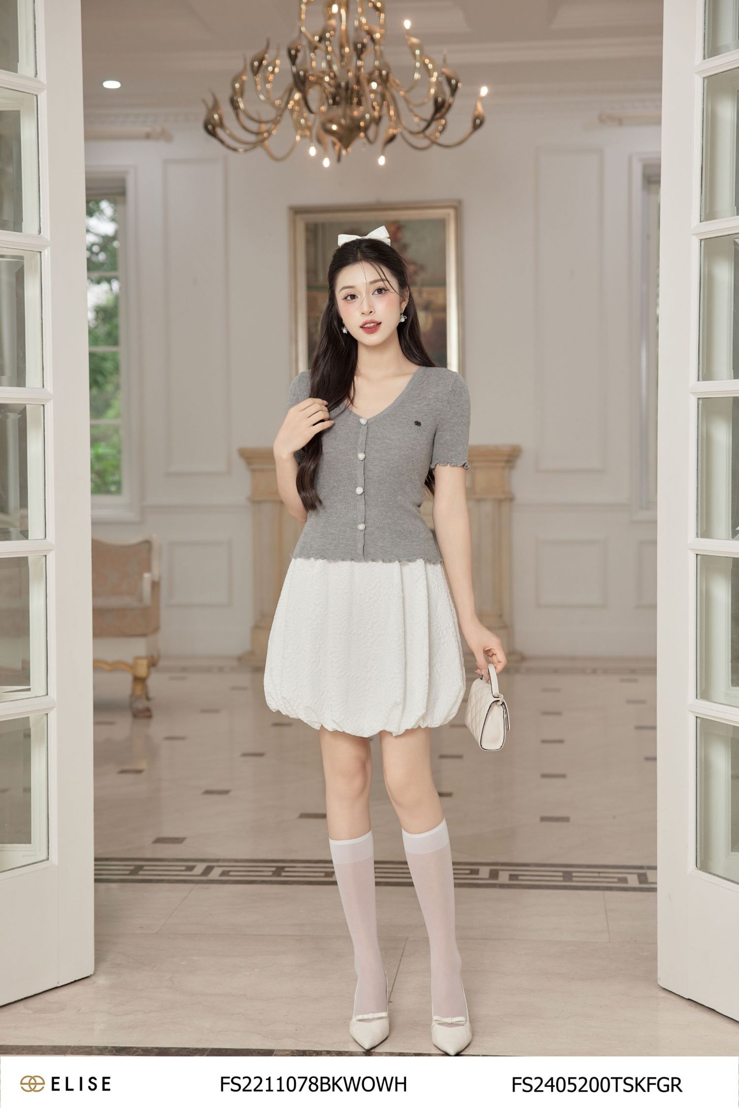 JUPE XỐP TRẮNG HT BOOM GẤU