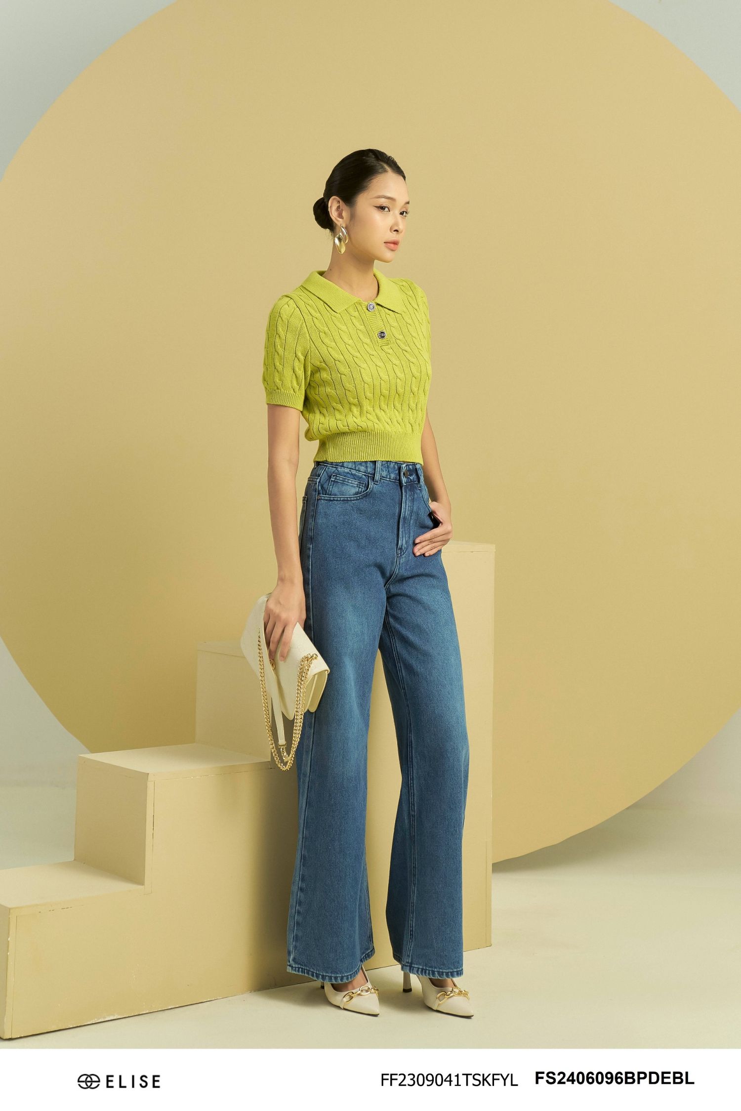 QUẦN JEAN XANH CẠP DIỄU CHỈ