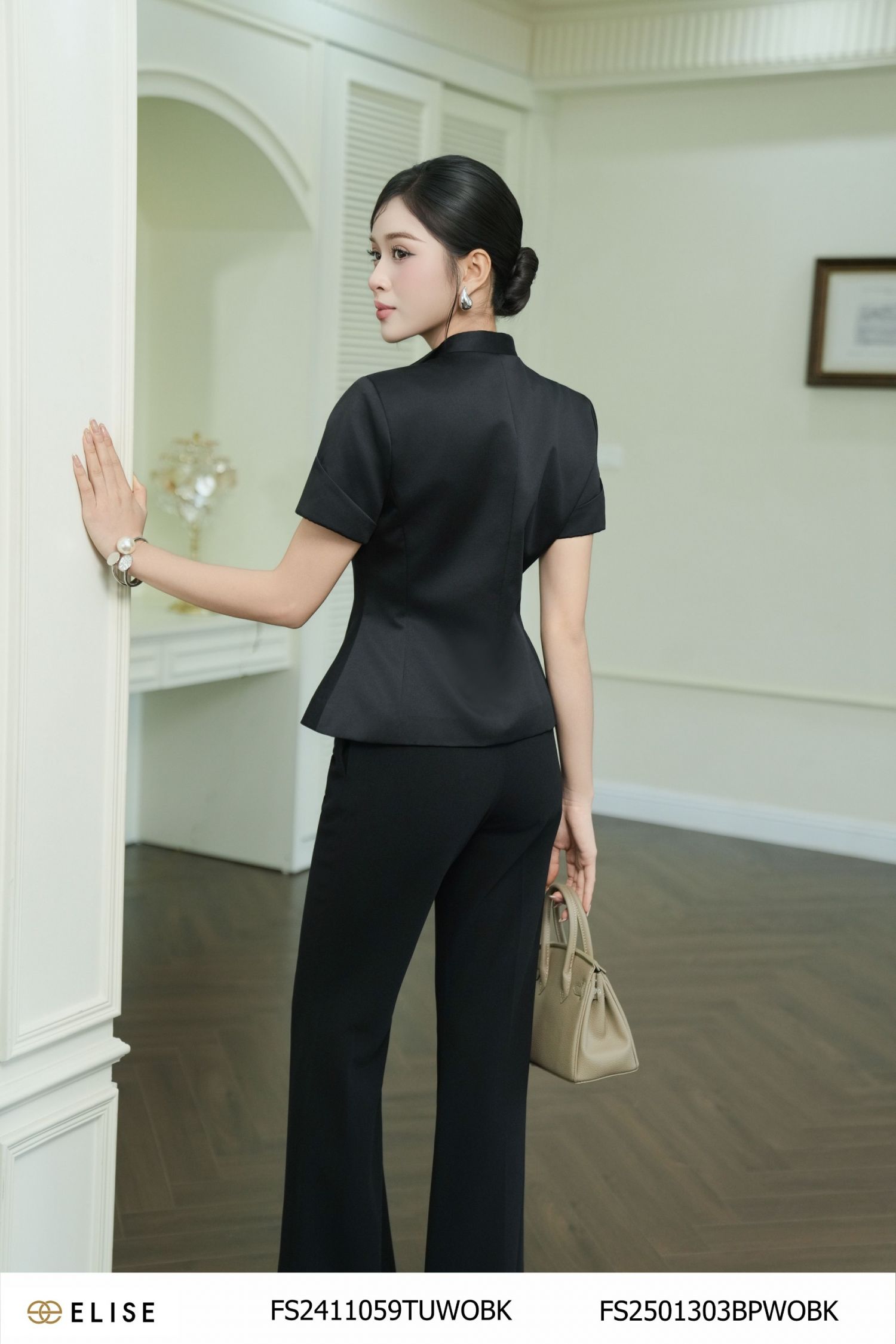 VEST TAFTA ĐEN TAY NGẮN LƠ VÊ
