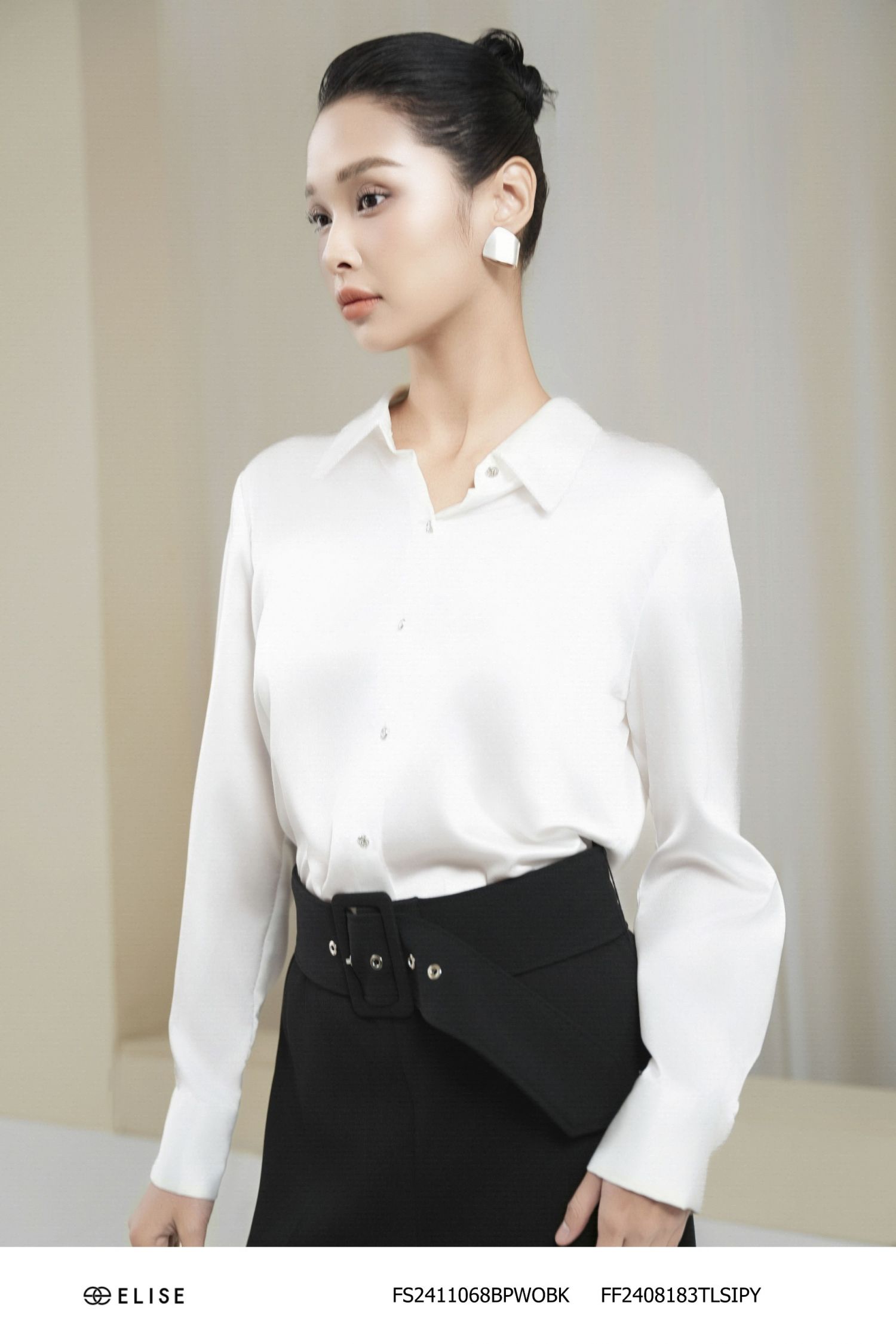 QUẦN SUÔNG ĐEN CẠP LẬT CHÉO ĐAI CẠP
