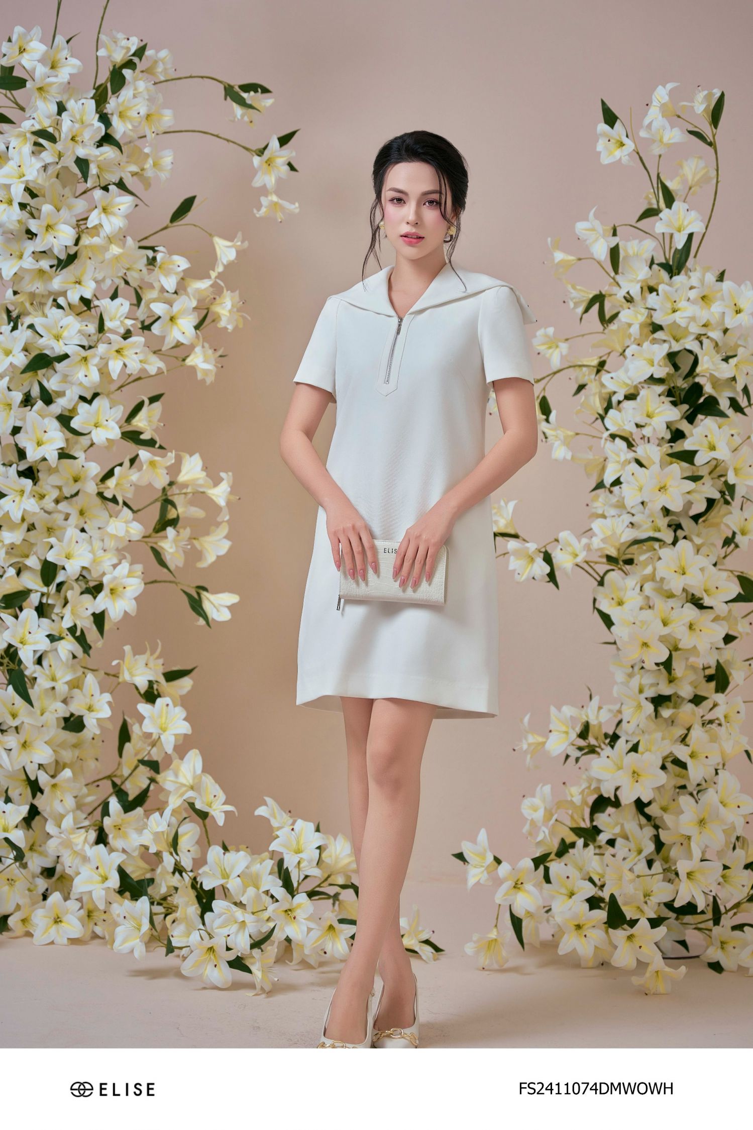 ĐẦM TRẮNG CỔ THỦY THỦ THÊU MISS LILY