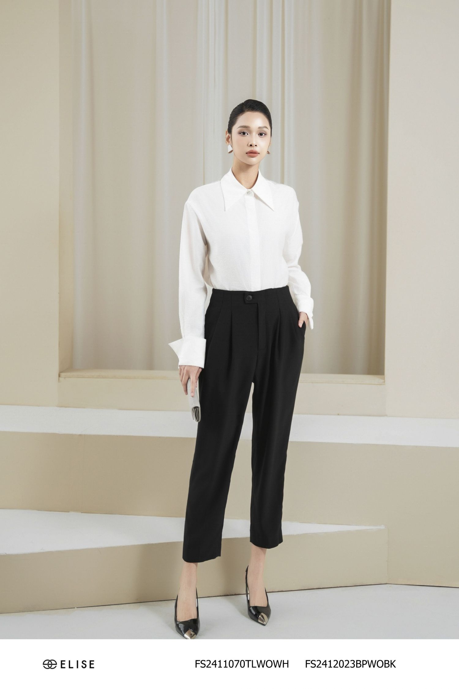 QUẦN BAGGY ĐEN CẠP LIỀN XẾP LY