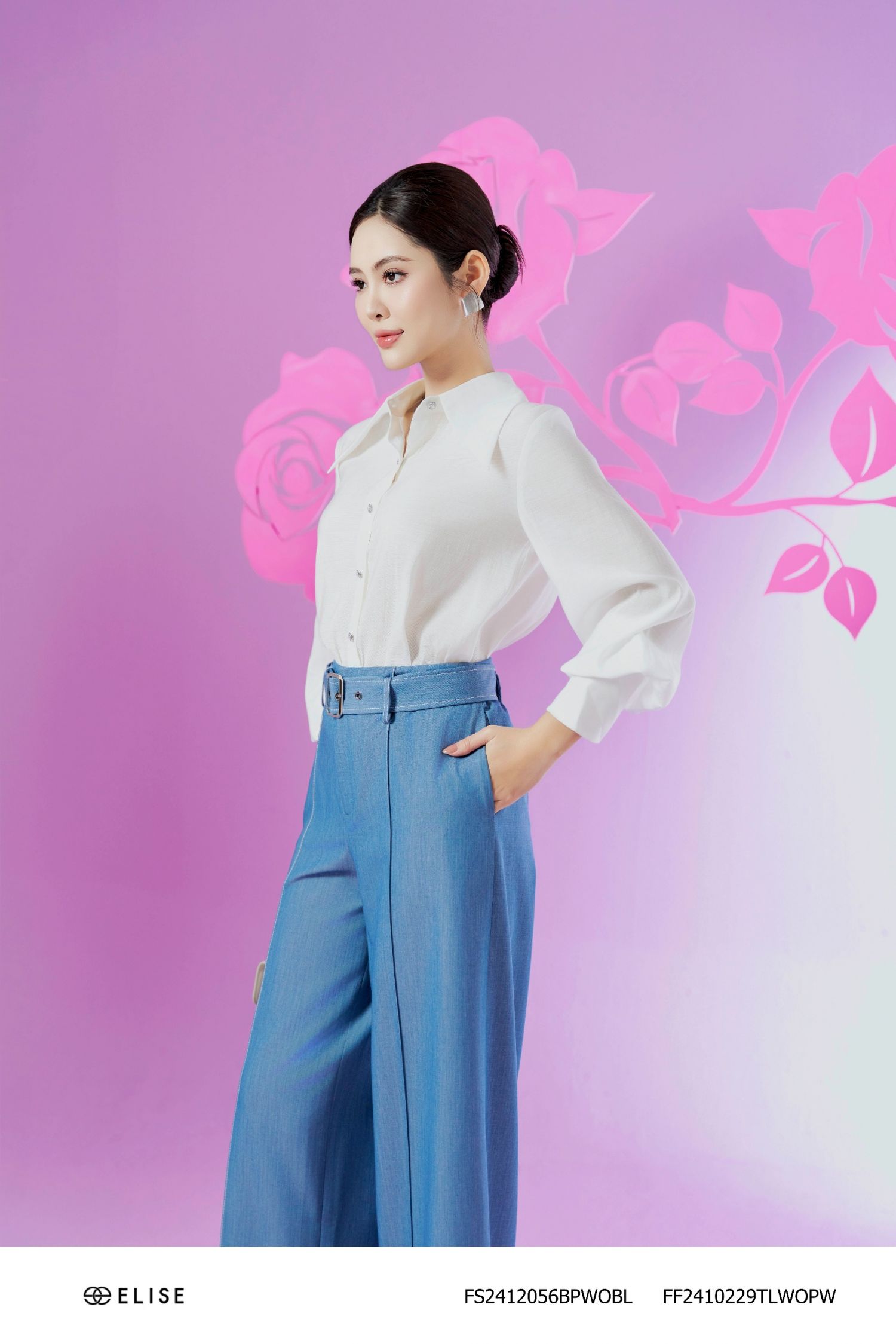 QUẦN SUÔNG XANH BIỂN DIỄU CHỈ ĐAI CẠP