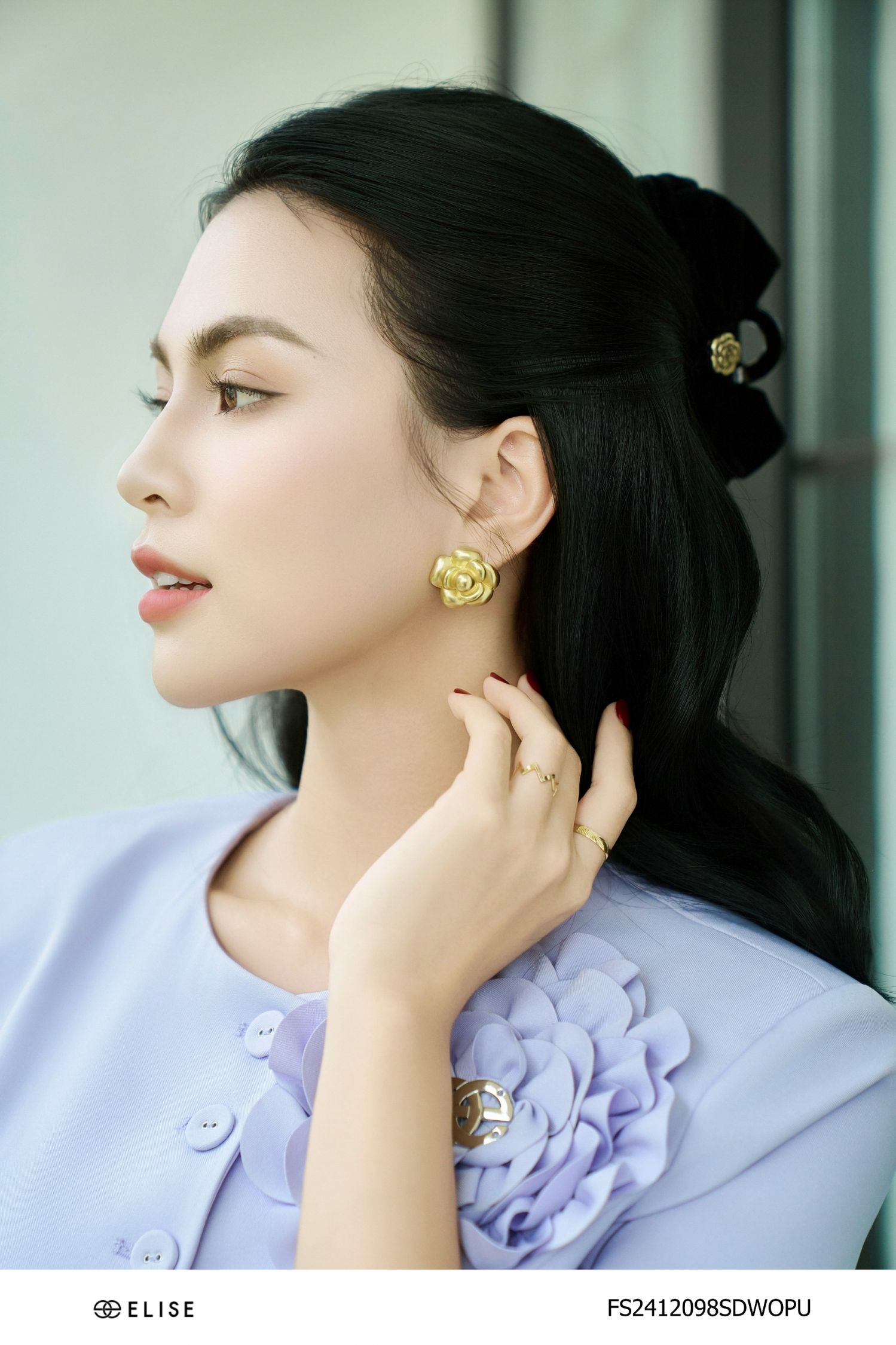 SET ĐẦM 2 DÂY + KHOÁC LỬNG TÍM ĐÍNH HOA