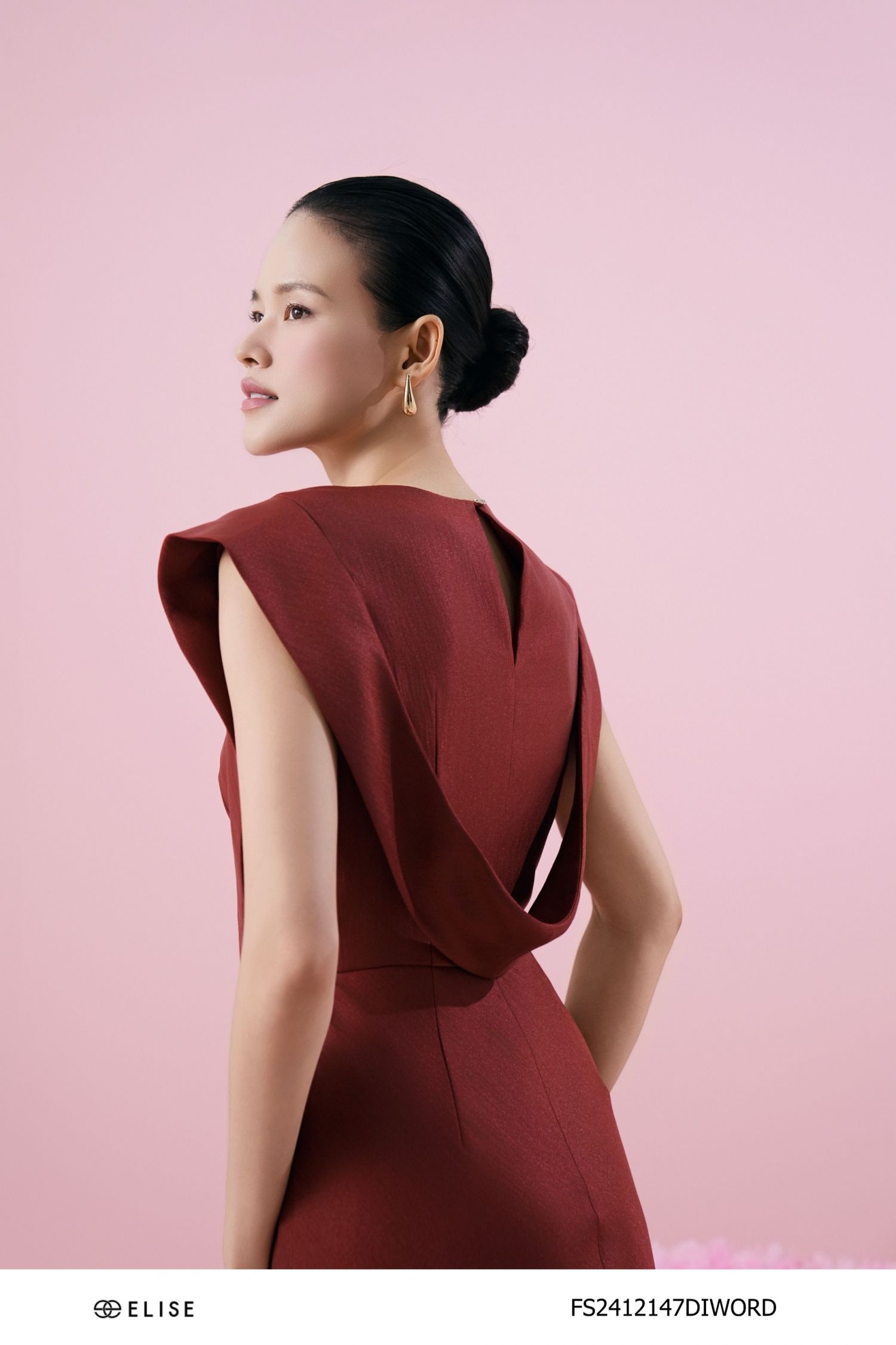 ĐẦM TAFTA LỤA ĐỎ DÂY CỔ SAU