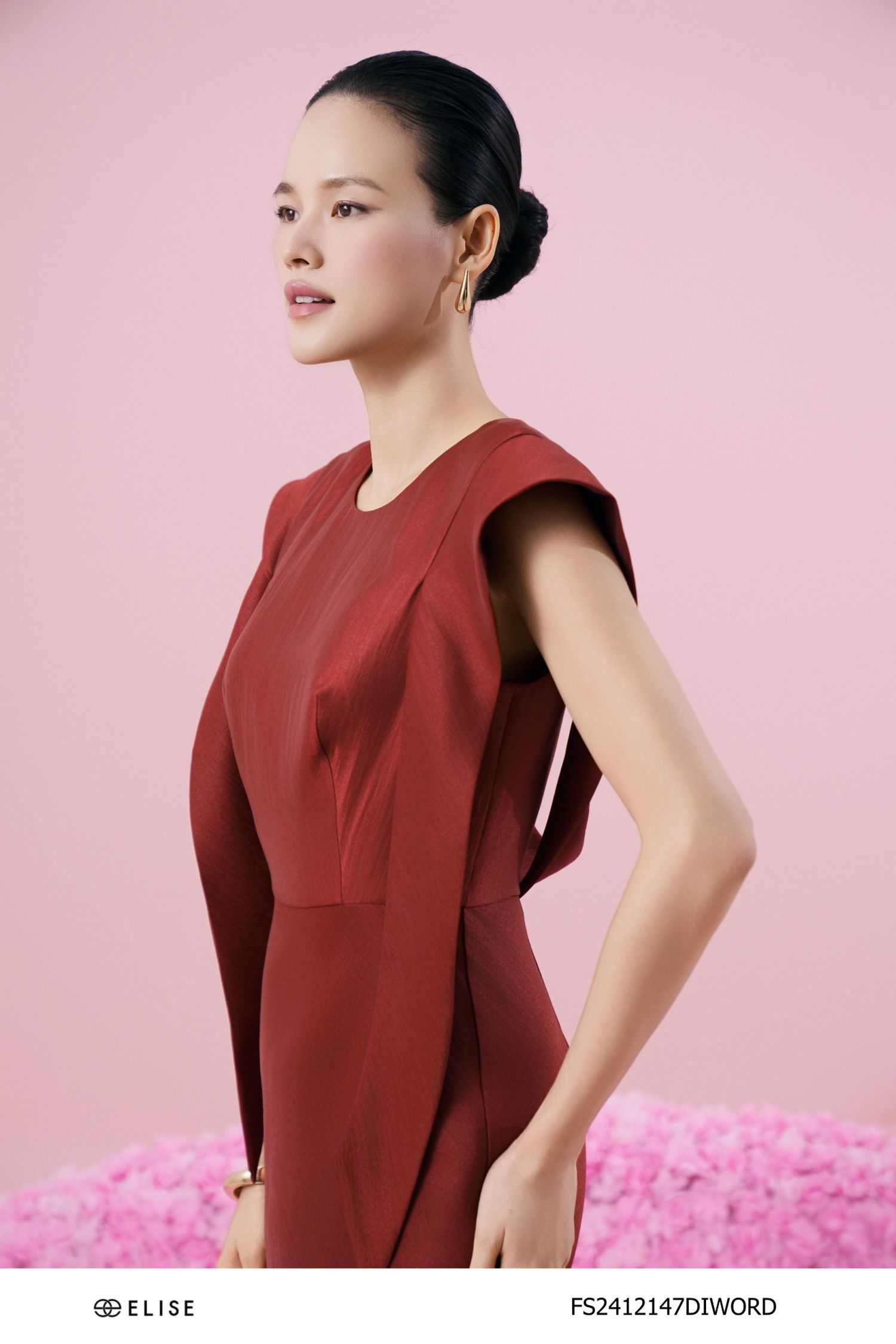 ĐẦM TAFTA LỤA ĐỎ DÂY CỔ SAU