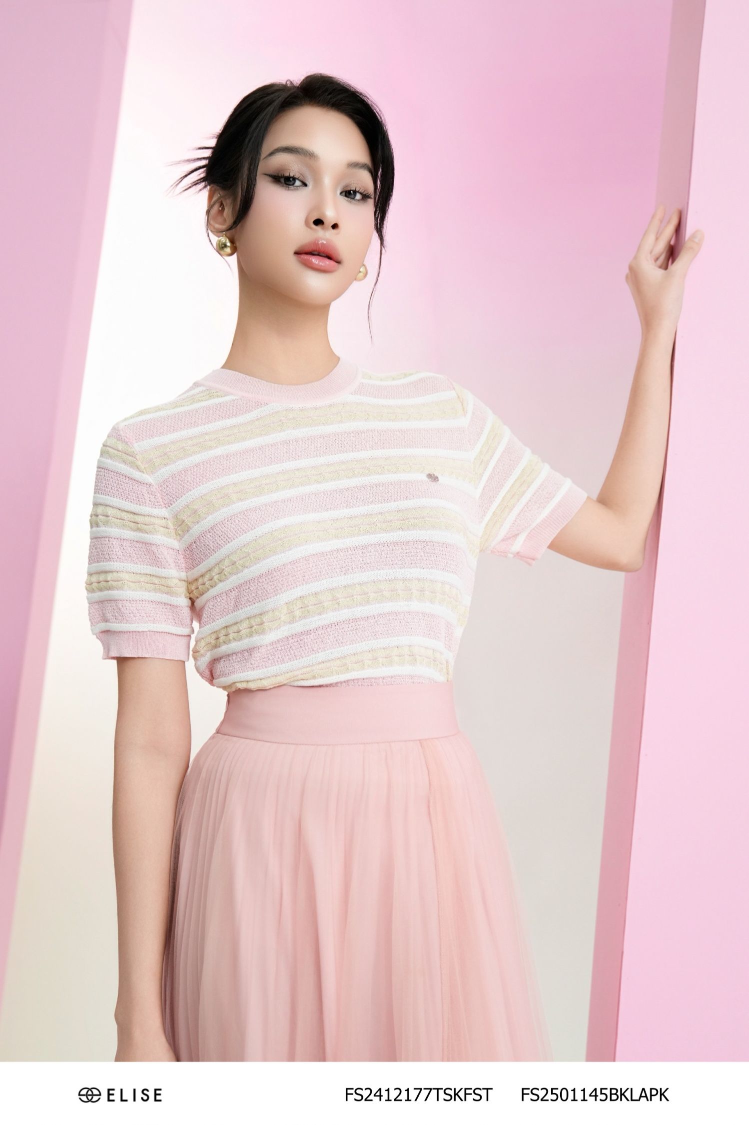ÁO MONGTOGHI KẺ NGANG HỒNG TRẮNG