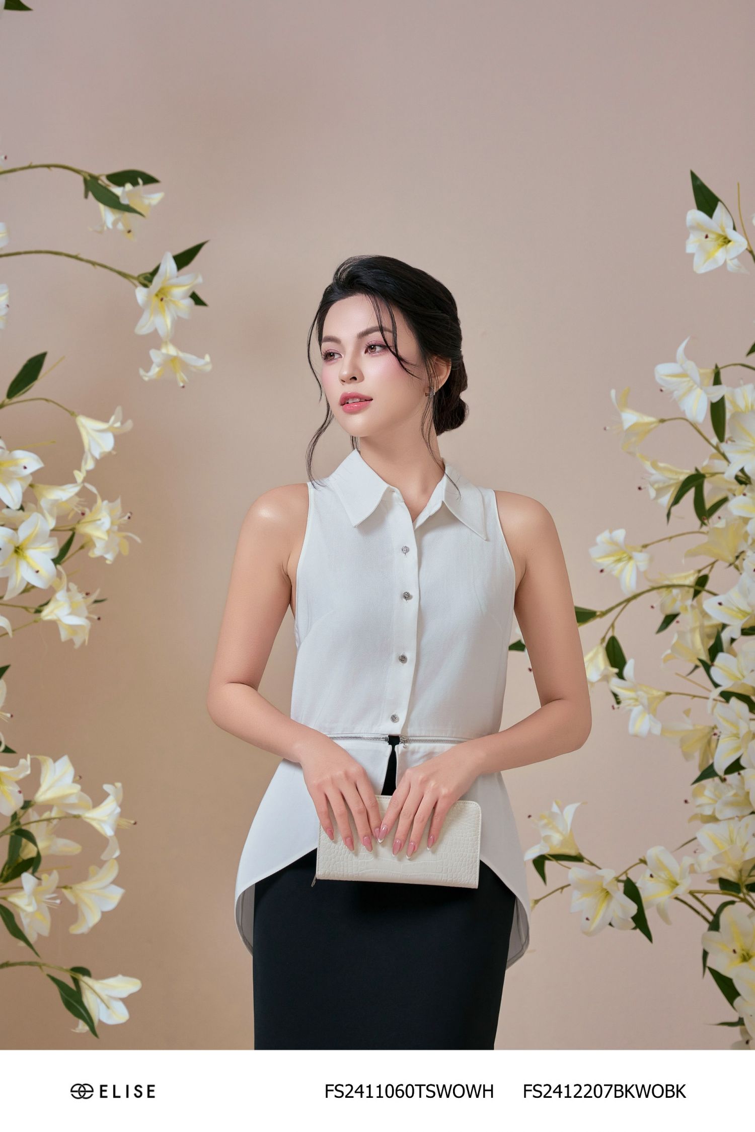 JUPE BÚT CHÌ ĐEN CẠP ĐÍNH THANH ELISE
