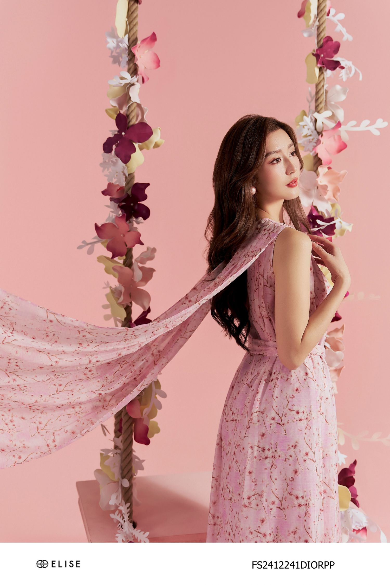 ĐẦM SUÔNG TƠ HỒNG HOA ĐÀO TÀ SAU
