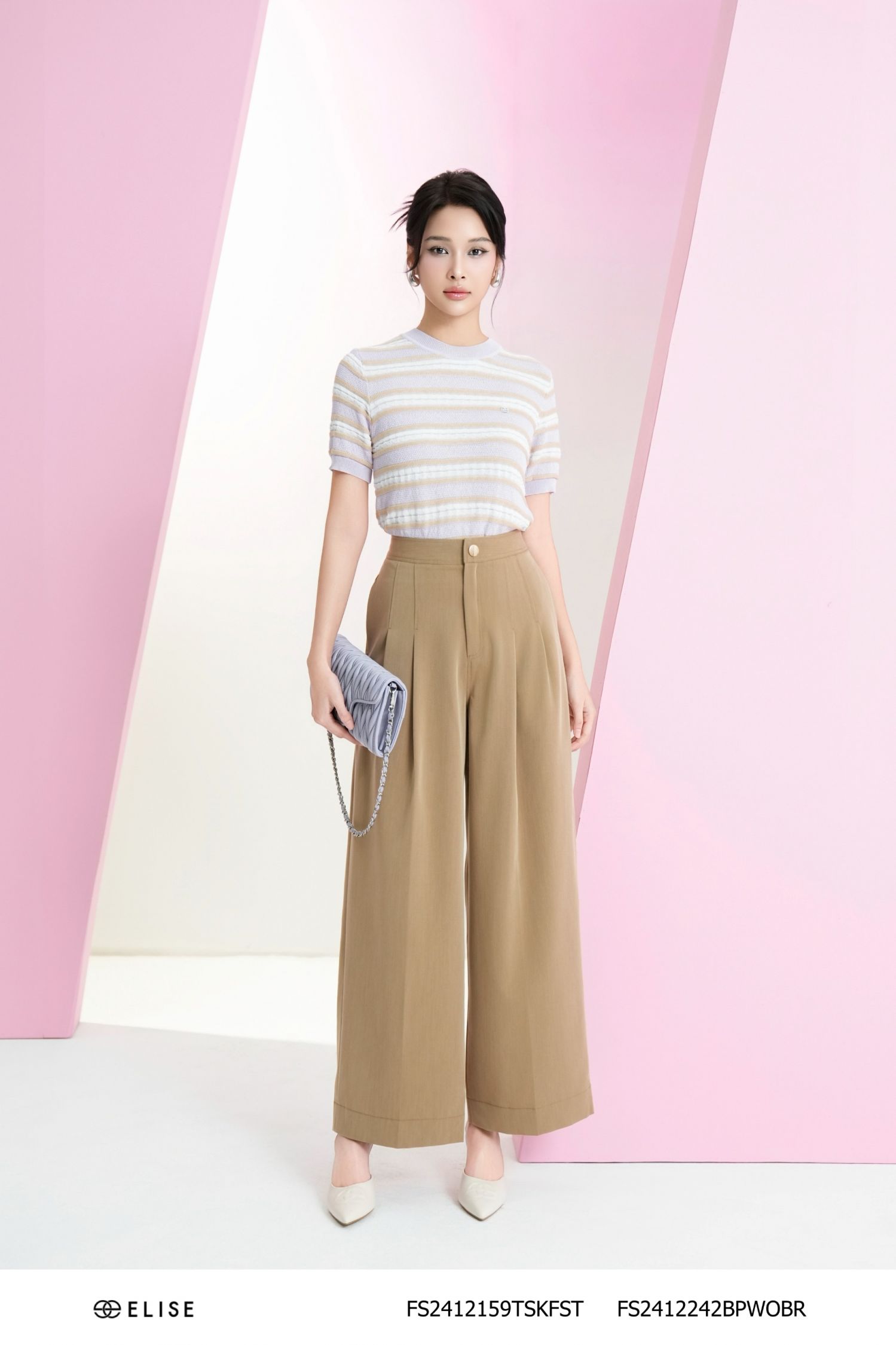 QUẦN SUÔNG NÂU XẾP LY DIỄU CHỈ