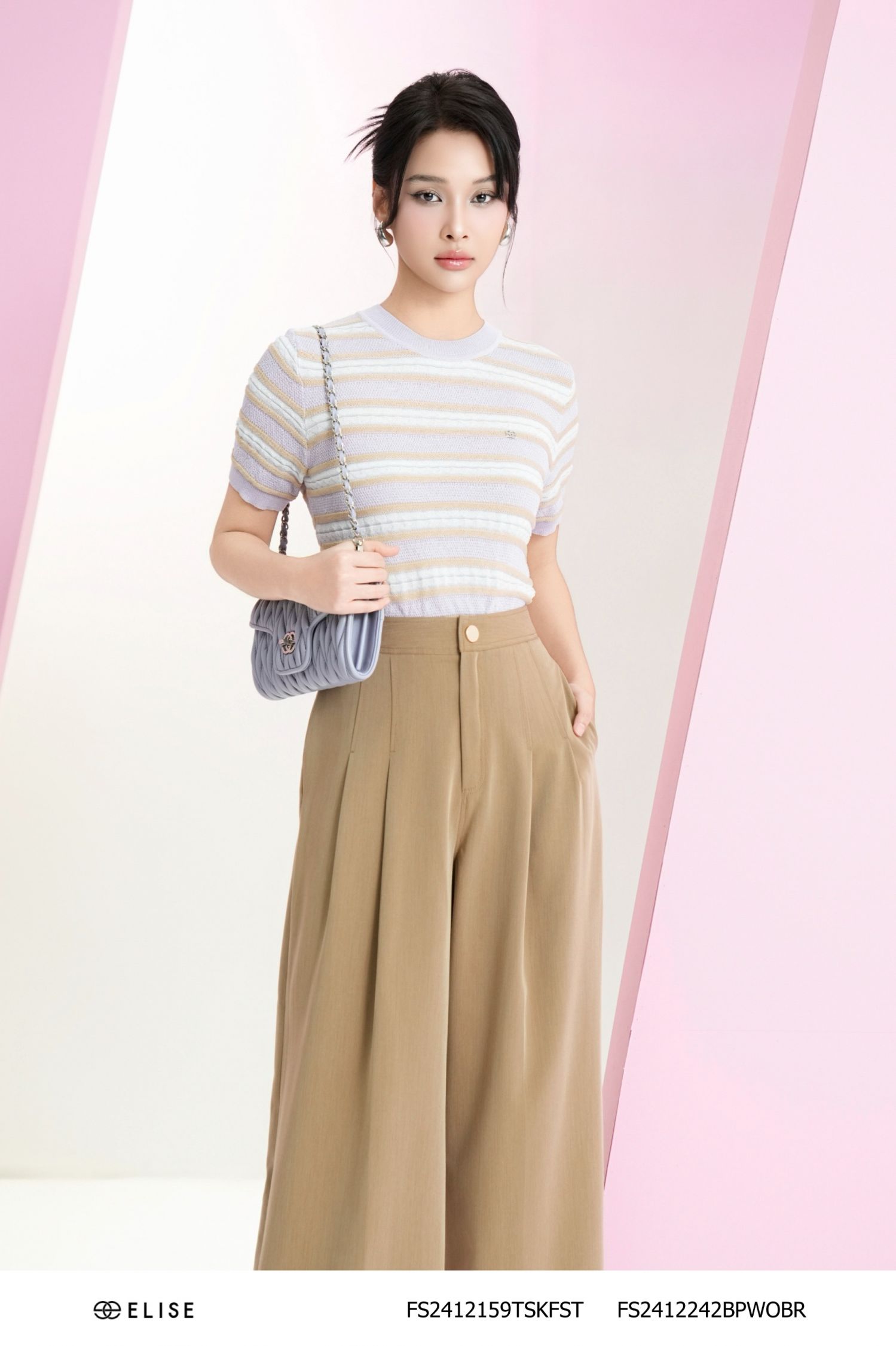 QUẦN SUÔNG NÂU XẾP LY DIỄU CHỈ
