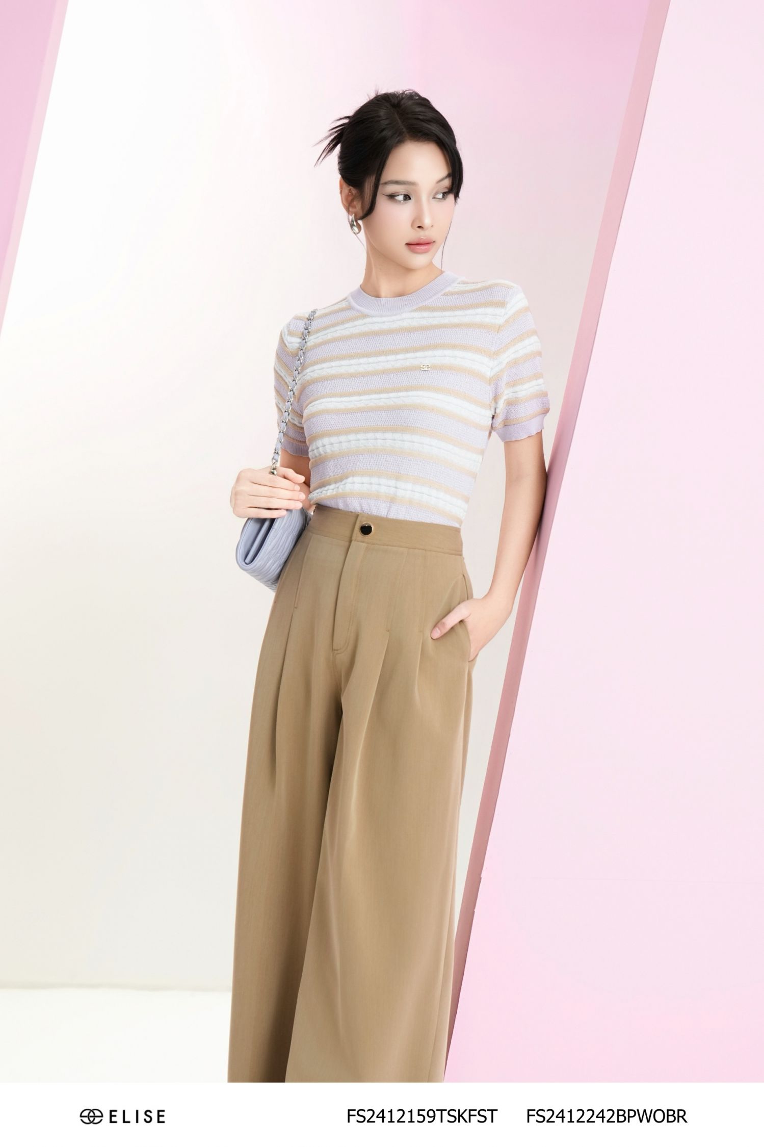 QUẦN SUÔNG NÂU XẾP LY DIỄU CHỈ