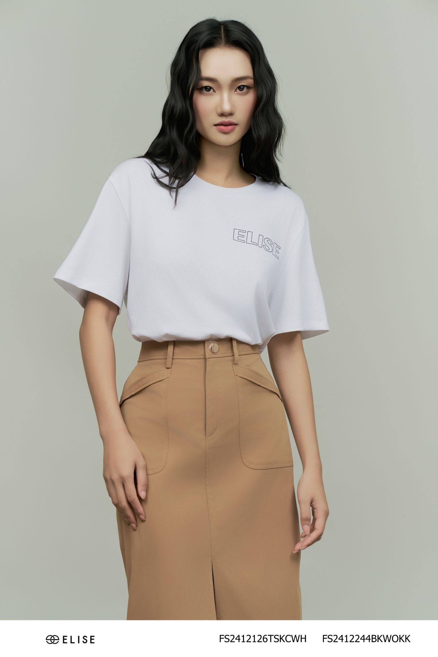 JUPE KAKI NÂU XẺ GIỮA DIỄU CHỈ
