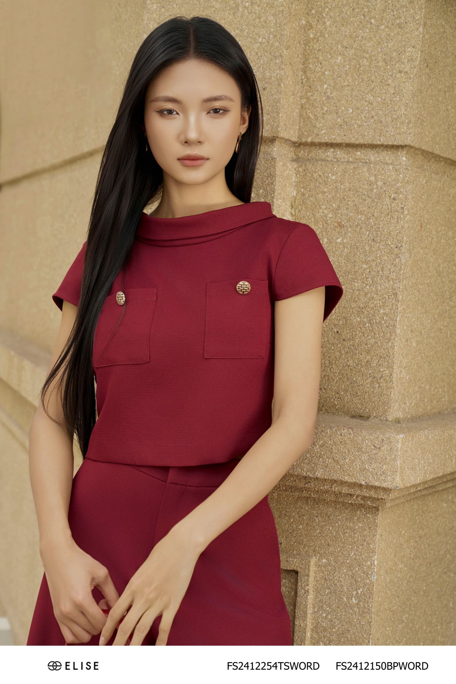 ÁO VÂN ĐỎ RƯỢU VANG TÚI NGỰC