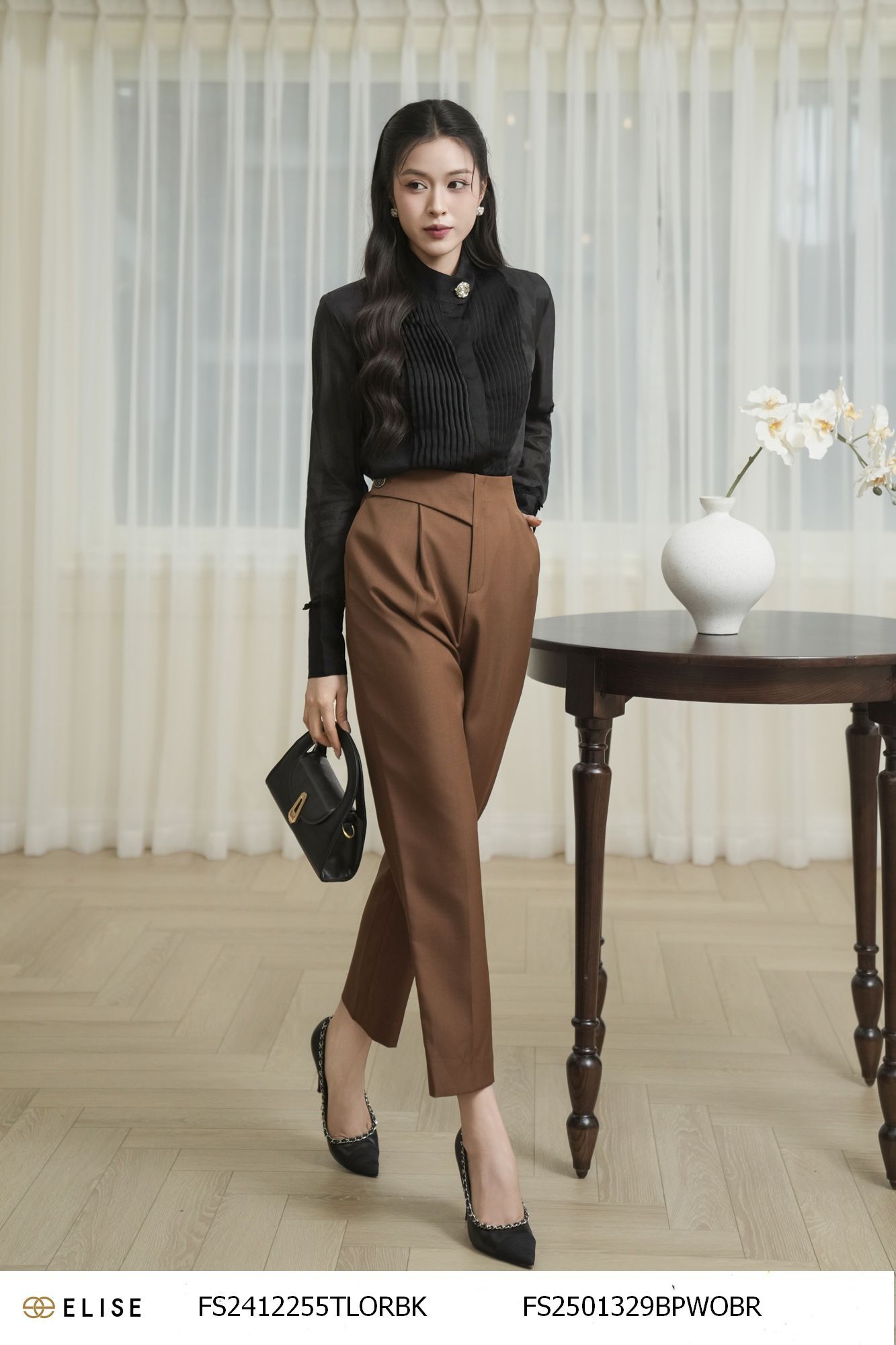 QUẦN BAGGY NÂU CẠP CHÉO BÊN