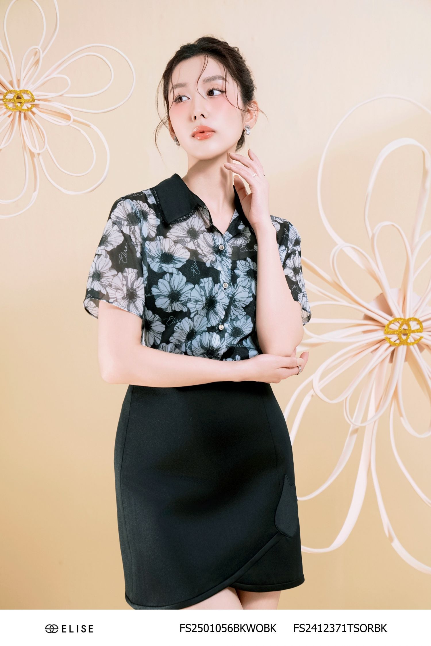 SM TƠ ĐEN HOA TRẮNG CỔ VIỀN REN
