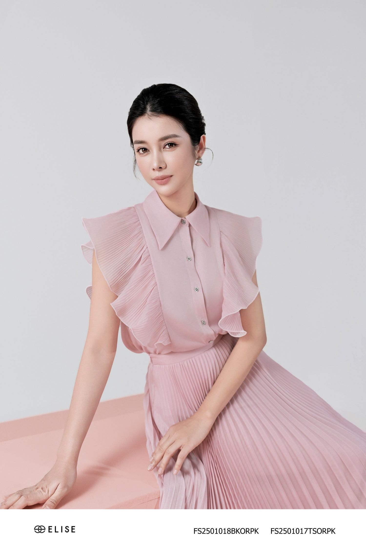 CHÂN VÁY TƠ HỒNG PHẤN DẬP LY