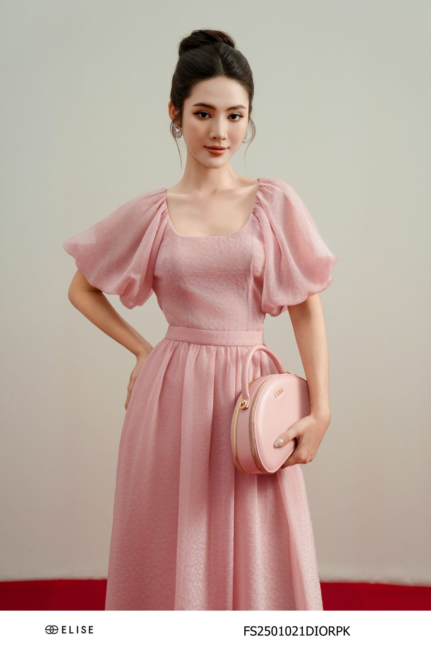 ĐẦM TƠ HỒNG PHẤN SỢI NỔI KT TAY PHỒNG