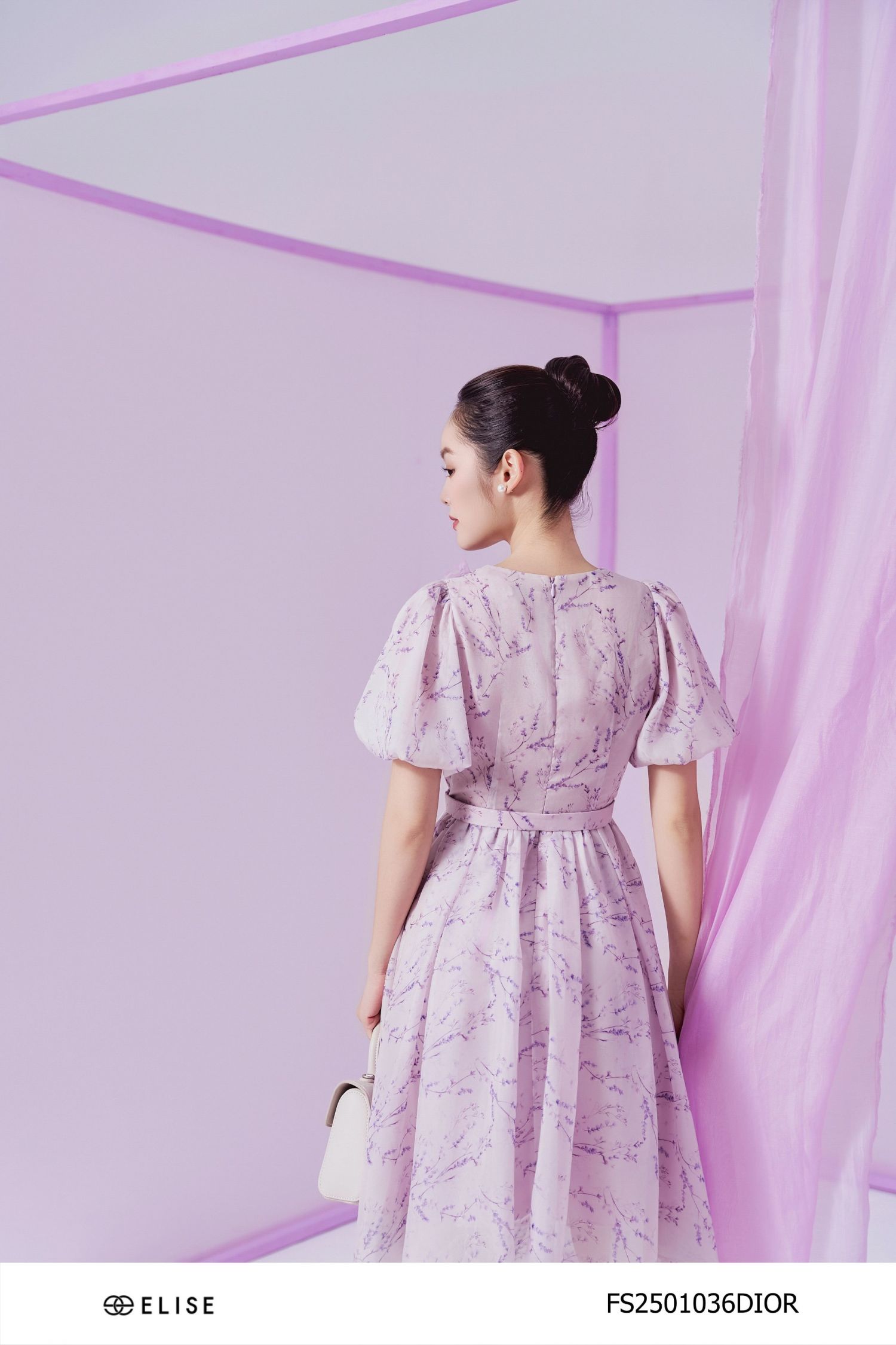 ĐẦM TƠ TÍM LAVENDER ĐÍNH HOA