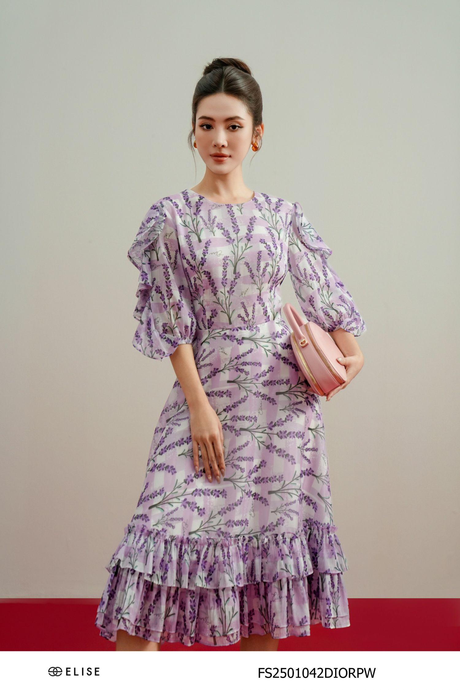 ĐẦM TƠ TRẮNG HOA LAVENDER BÈO GẤU