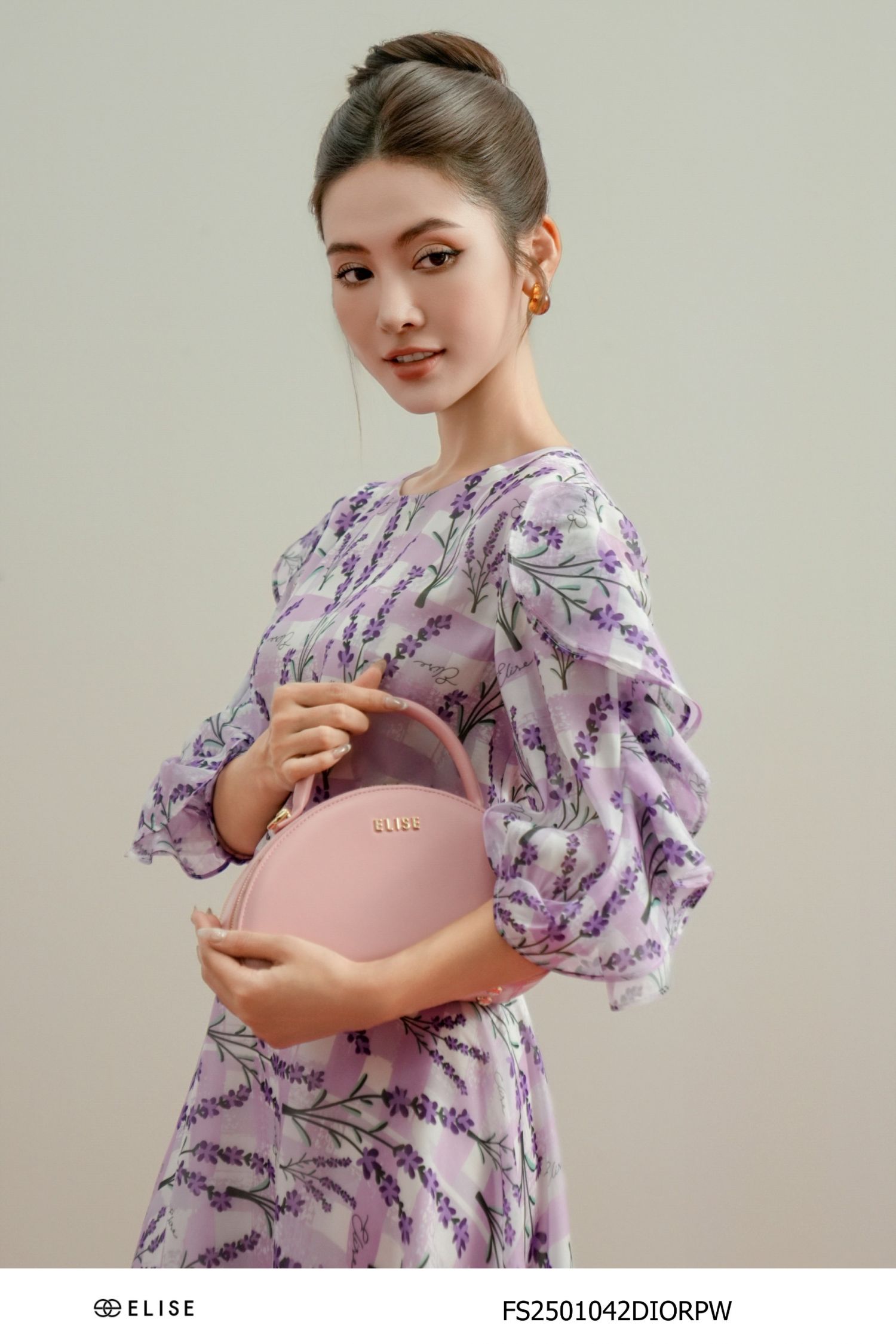 ĐẦM TƠ TRẮNG HOA LAVENDER BÈO GẤU