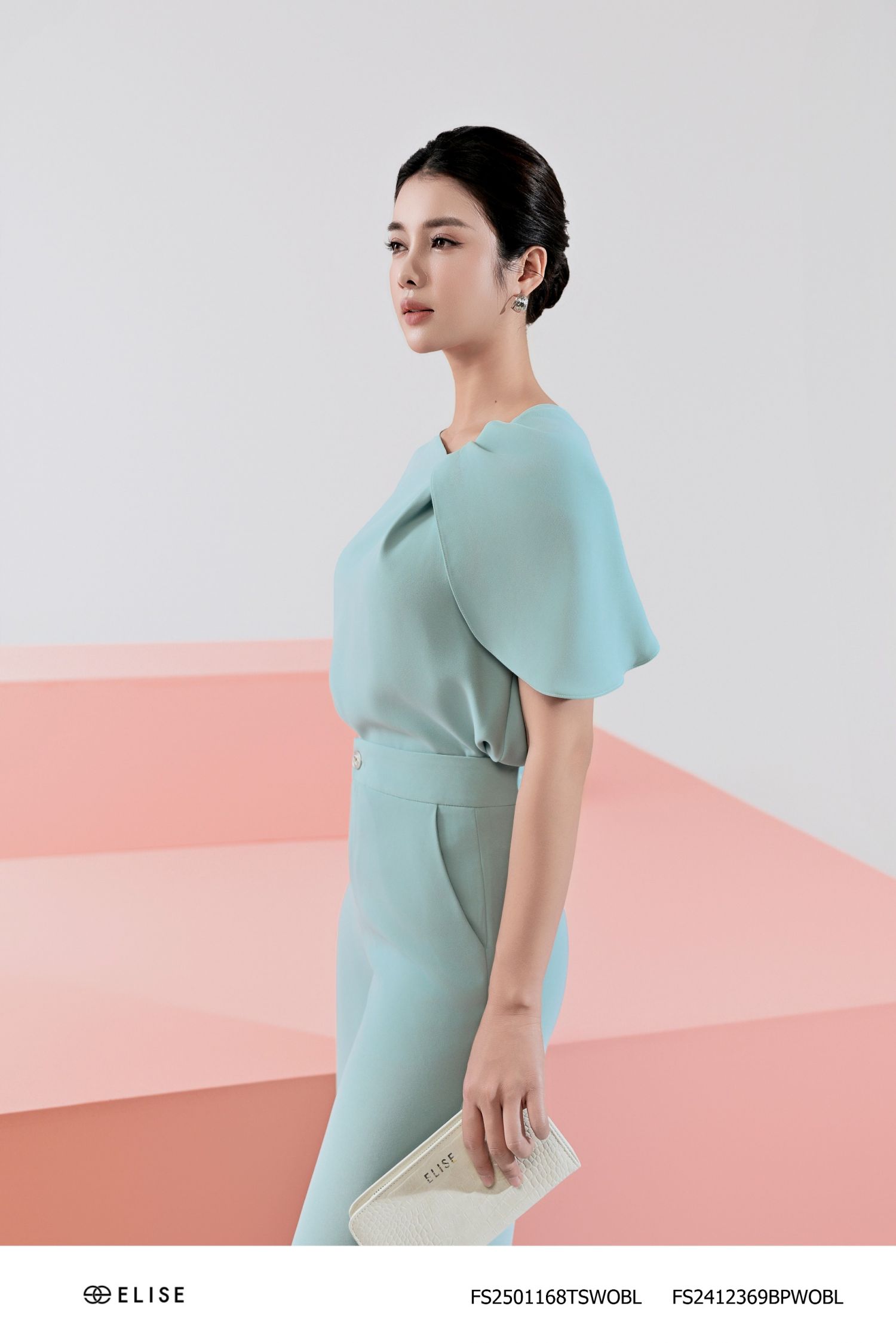 ÁO XANH NGỌC CỔ LỆCH VẠT NHÚN