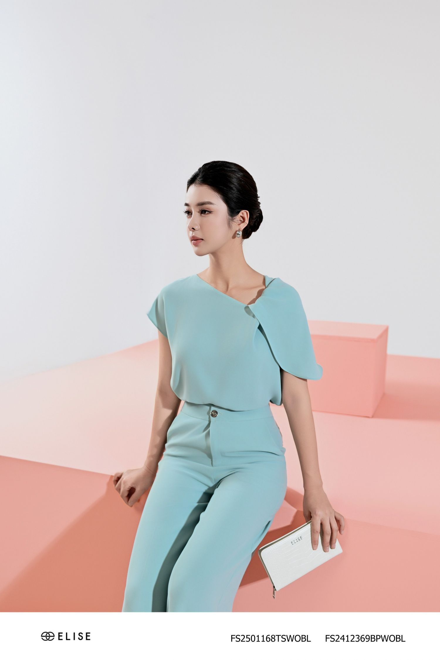 ÁO XANH NGỌC CỔ LỆCH VẠT NHÚN