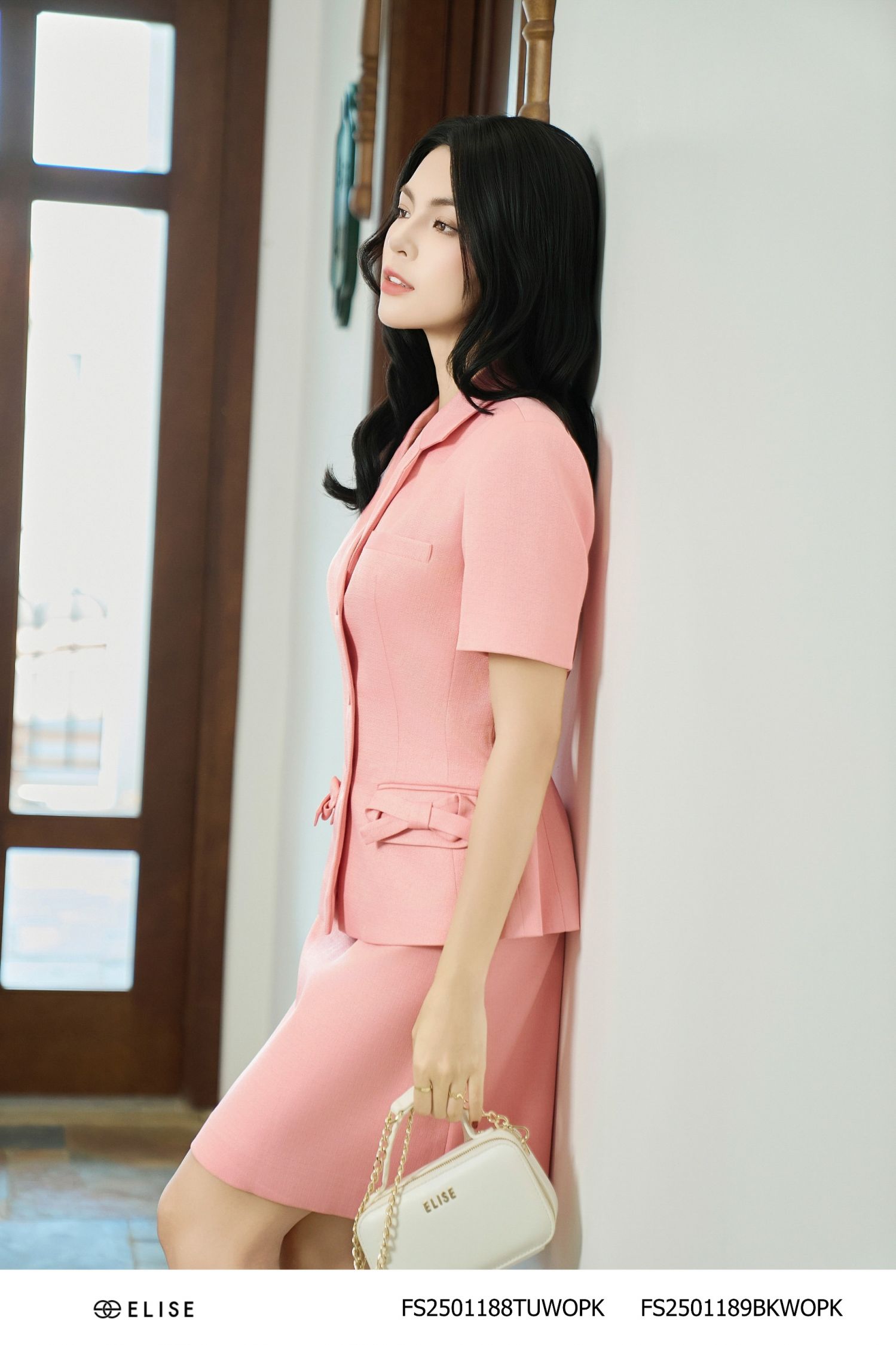 VEST NGẮN TAY SỢI HỒNG CAM NƠ TÚI