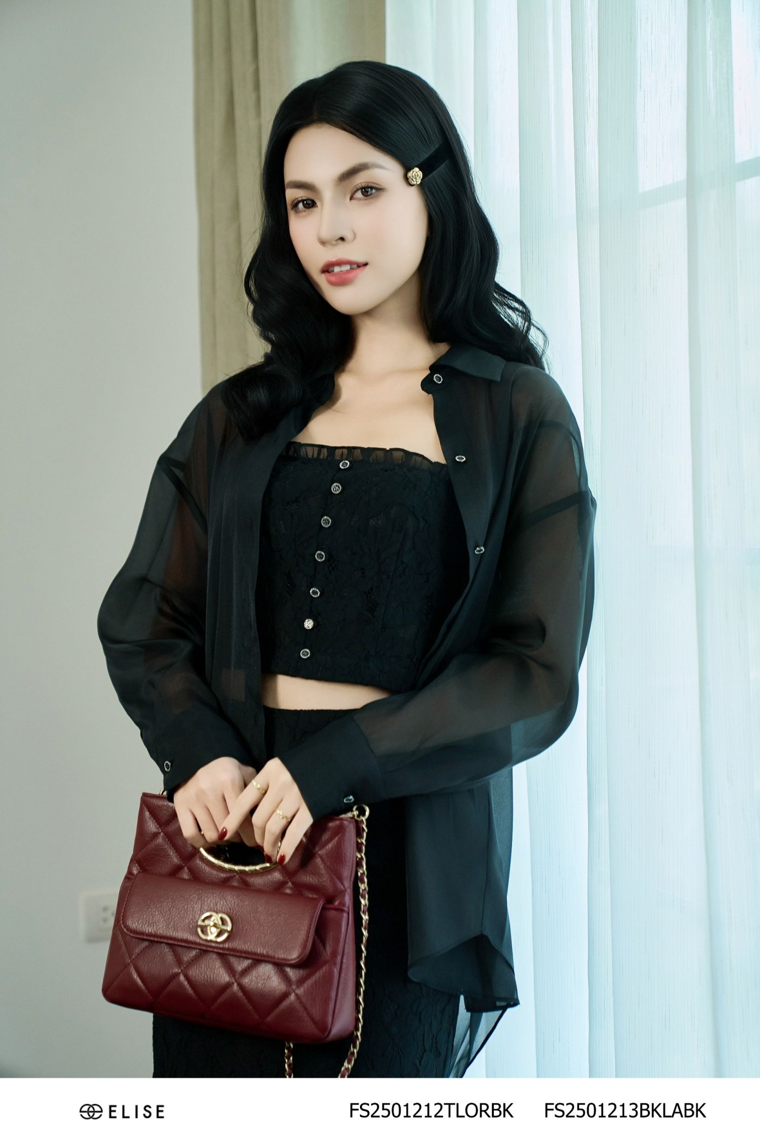 JUPE REN HOA ĐEN TỈA CHÂN