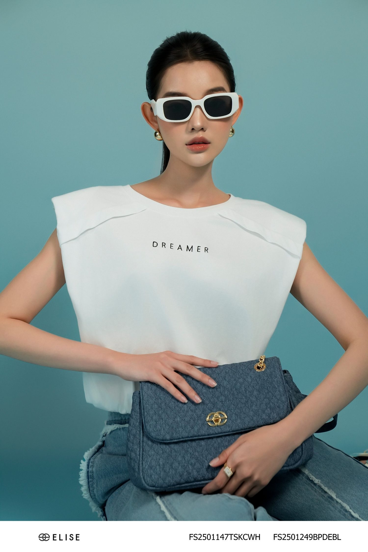 QUẦN JEANS SUÔNG XANH NHẠT RÚT TUA RUA
