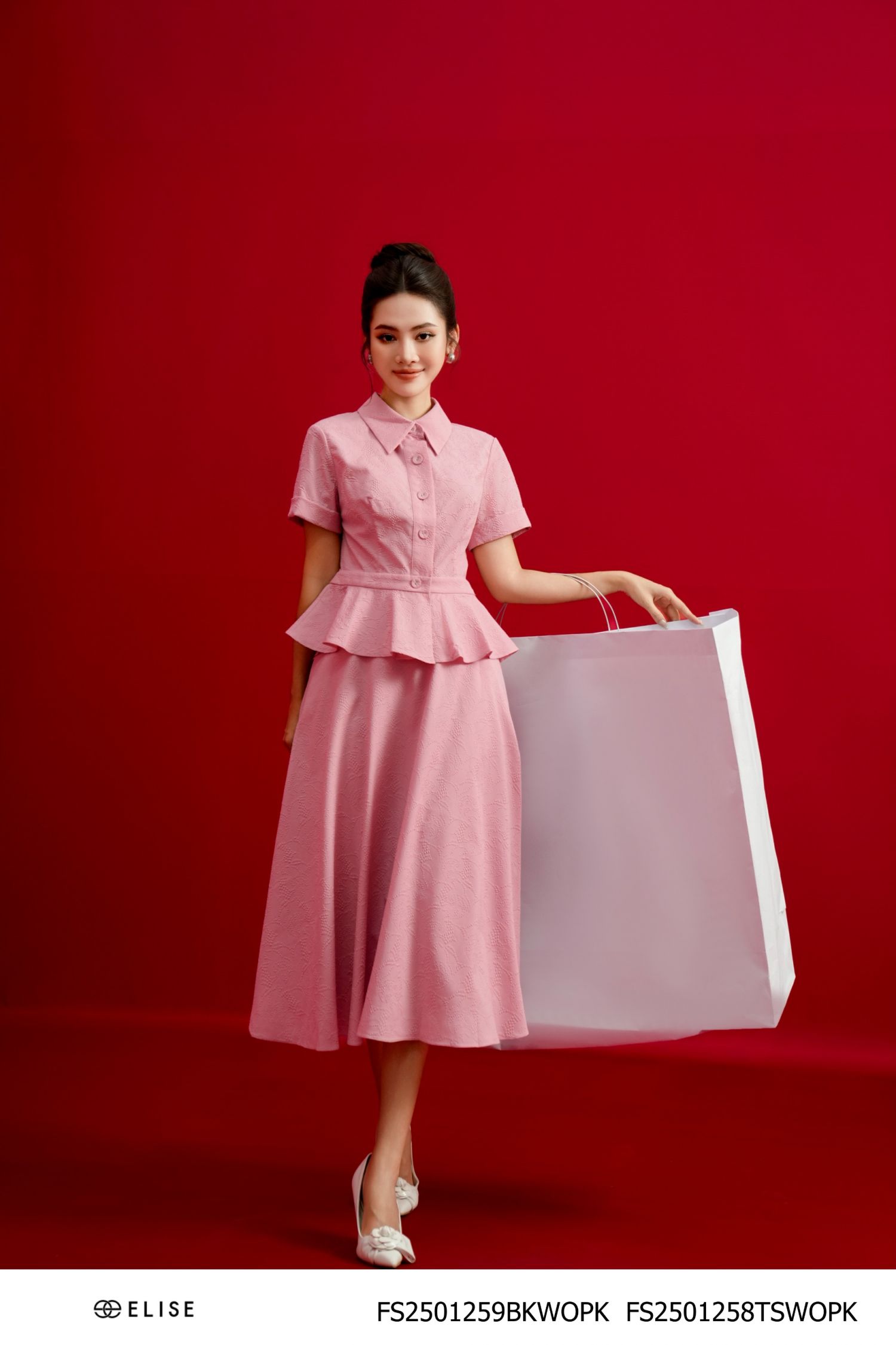 CHÂN VÁY XÒE XỐP NHĂN HỒNG