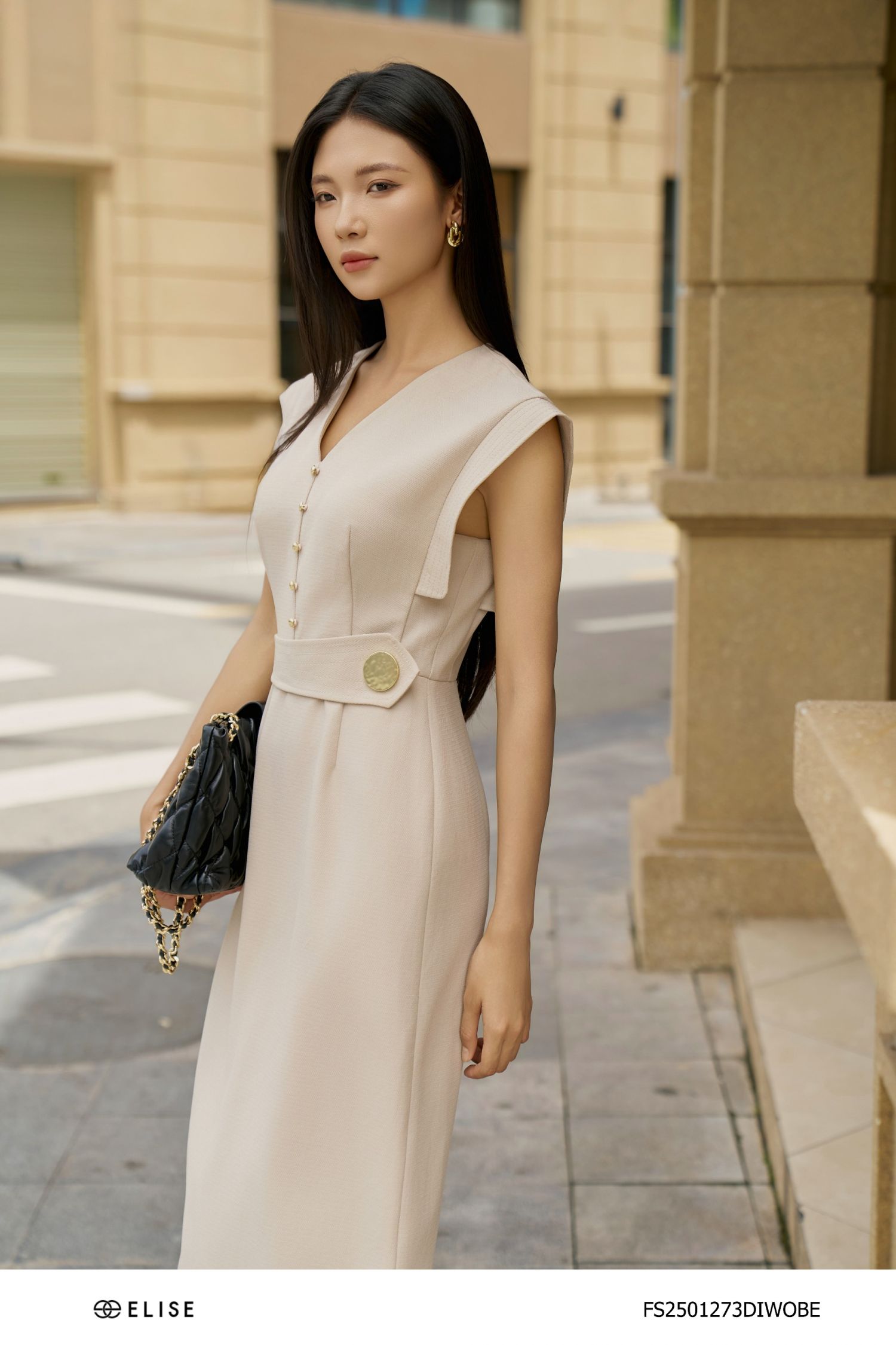 ĐẦM VÂN BE ĐAI EO DIỄU CHỈ