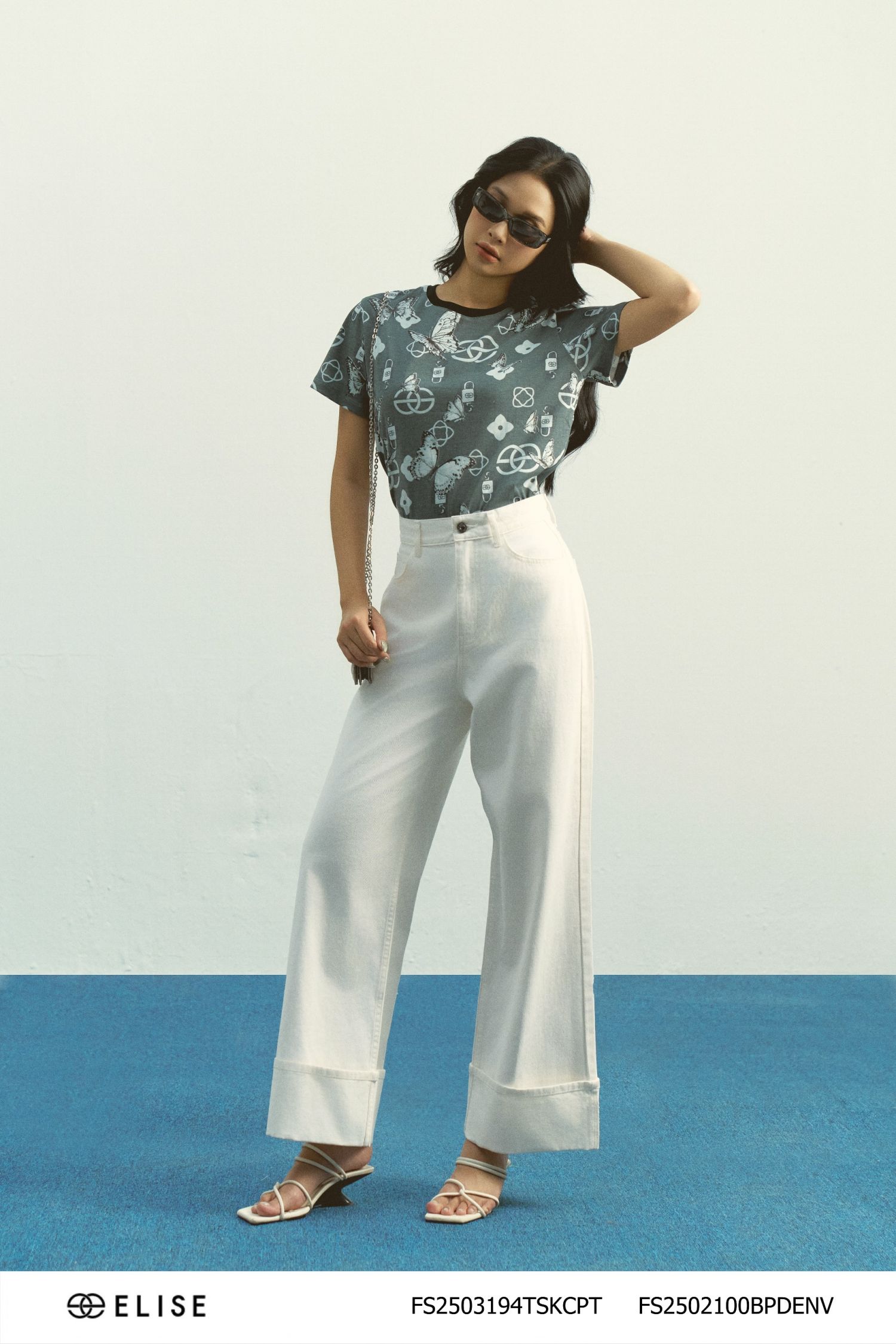 QUẦN DÀI SUÔNG DENIM TRẮNG GẤU NƠ V