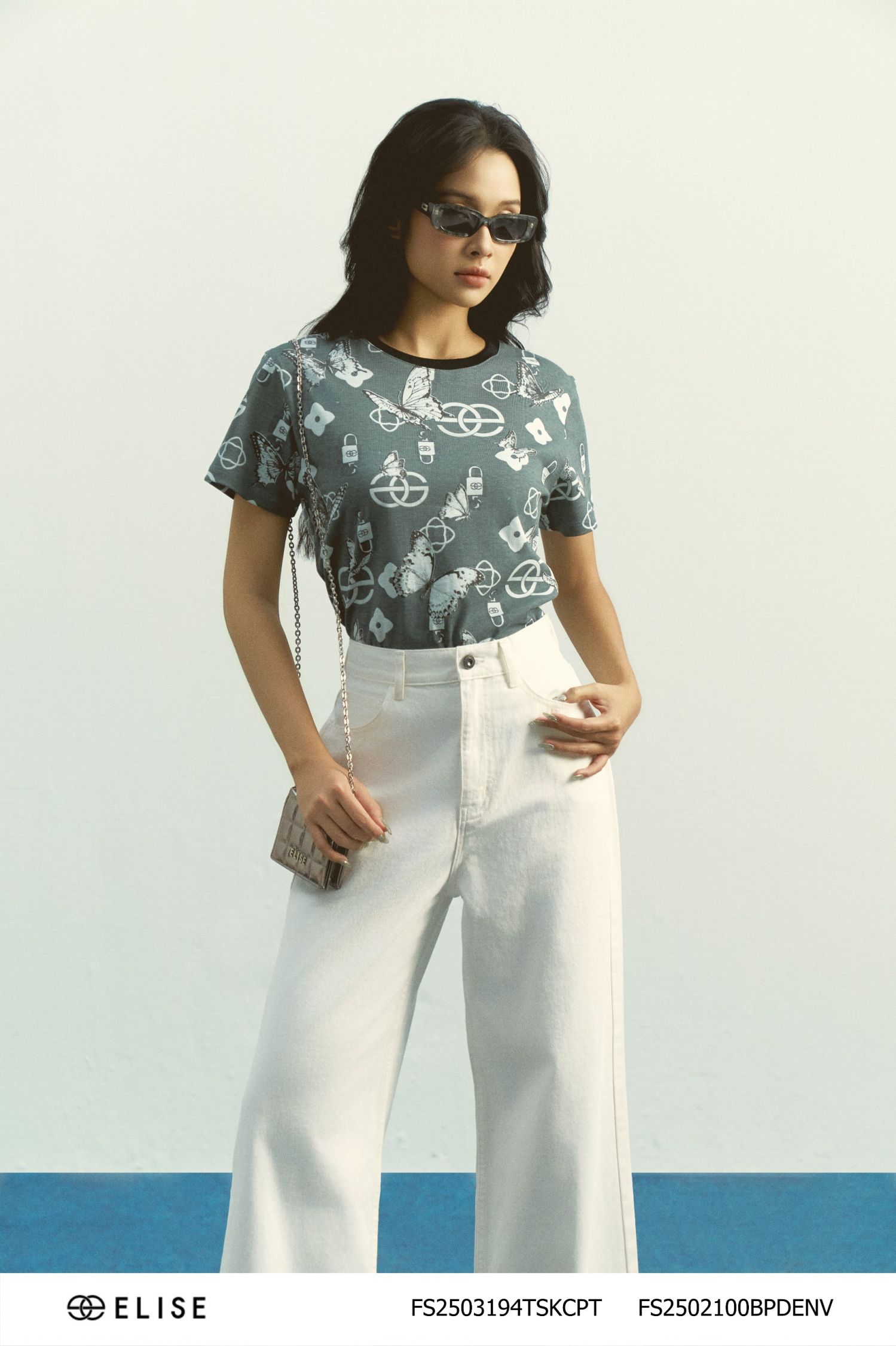 QUẦN DÀI SUÔNG DENIM TRẮNG GẤU NƠ V