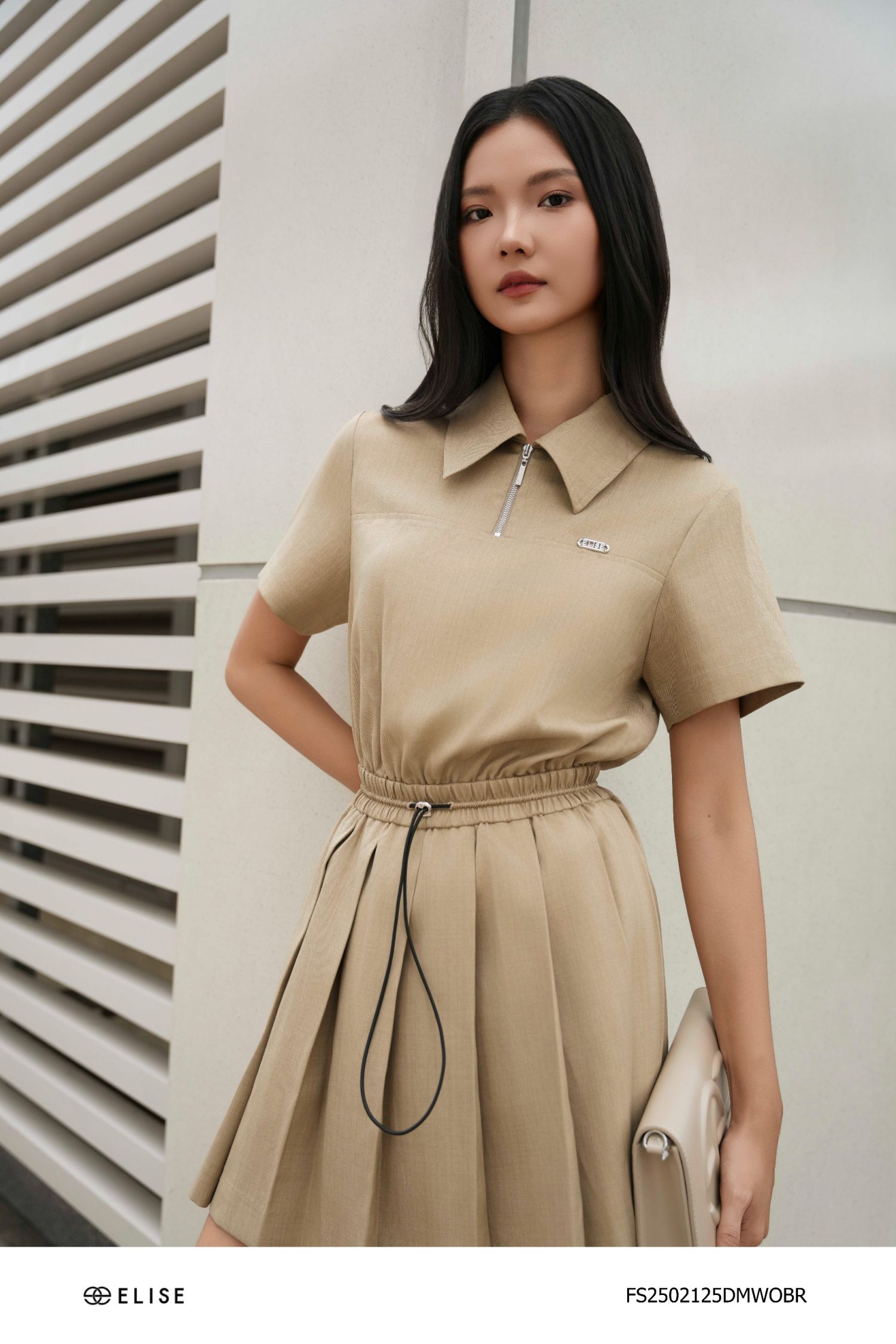 ĐẦM BE NÂU CHÂN DẬP LY CHUN EO