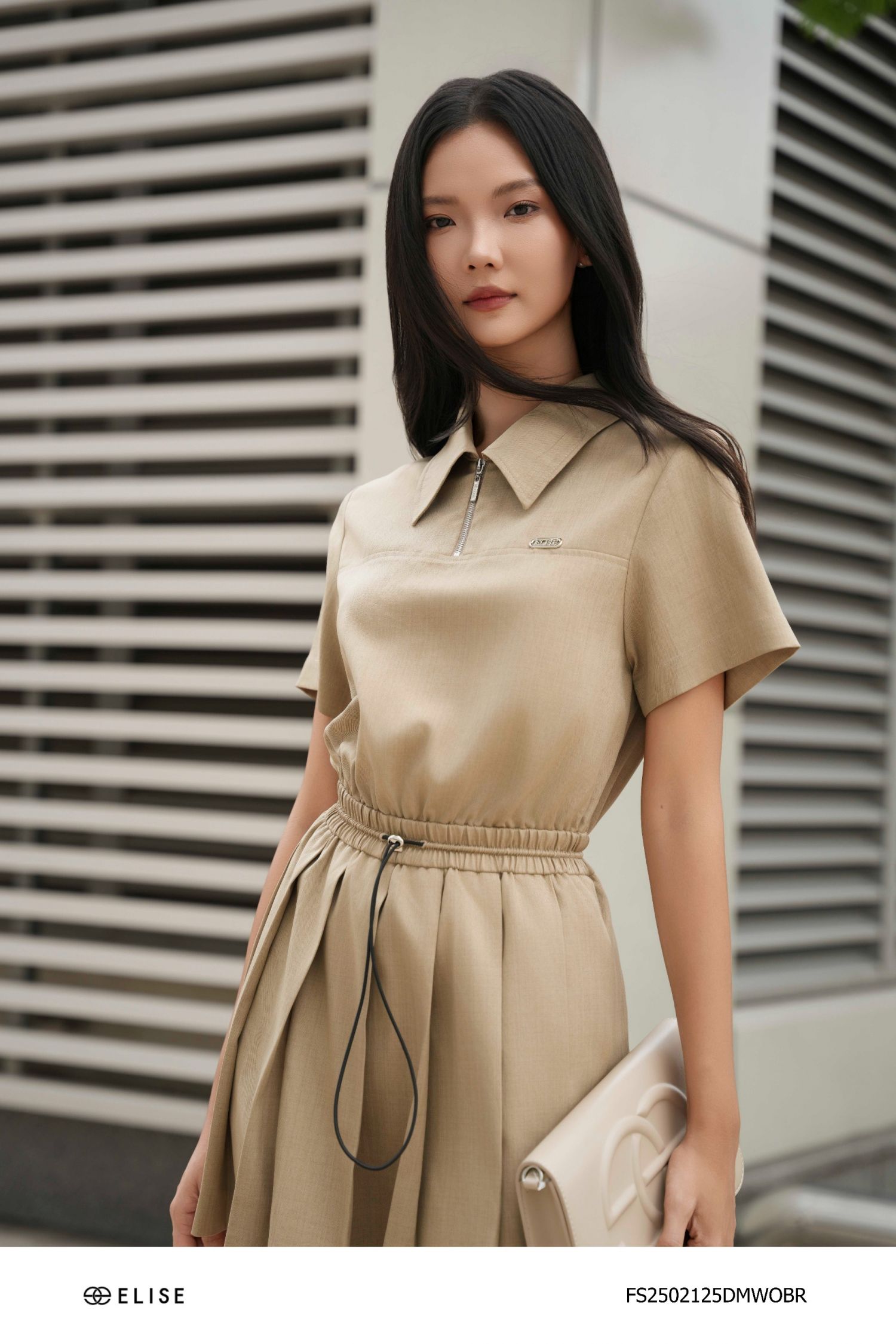 ĐẦM BE NÂU CHÂN DẬP LY CHUN EO