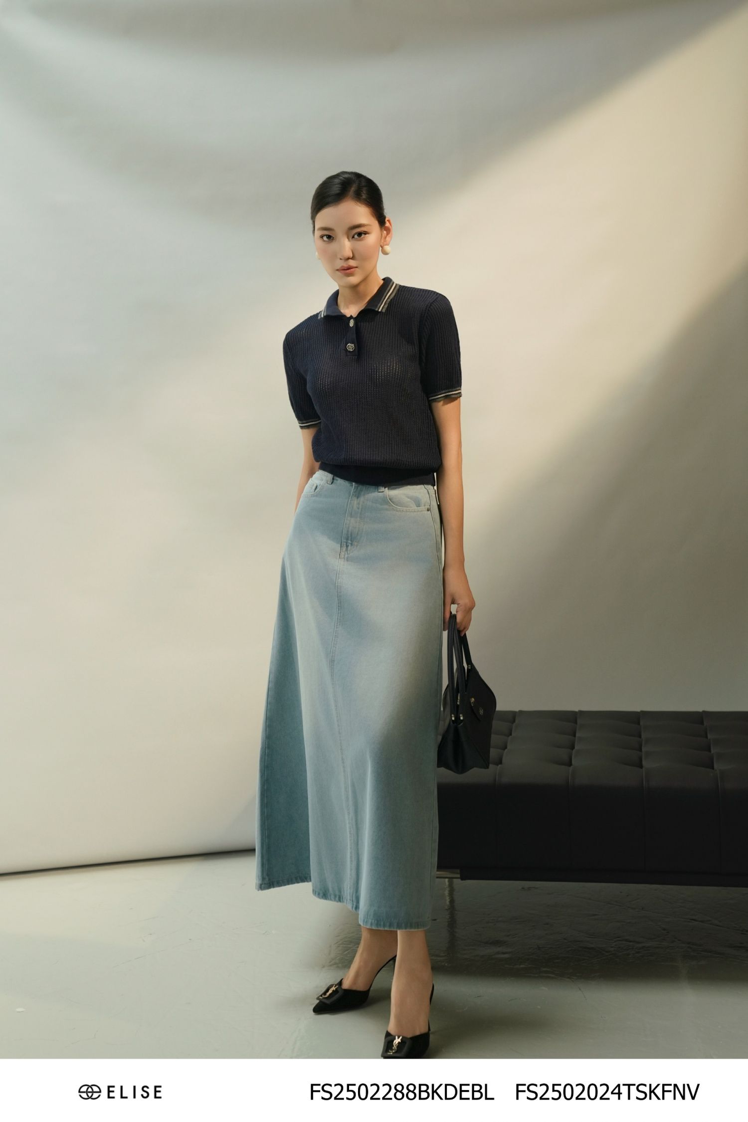 CHÂN VÁY DENIM DÁNG A DÀI