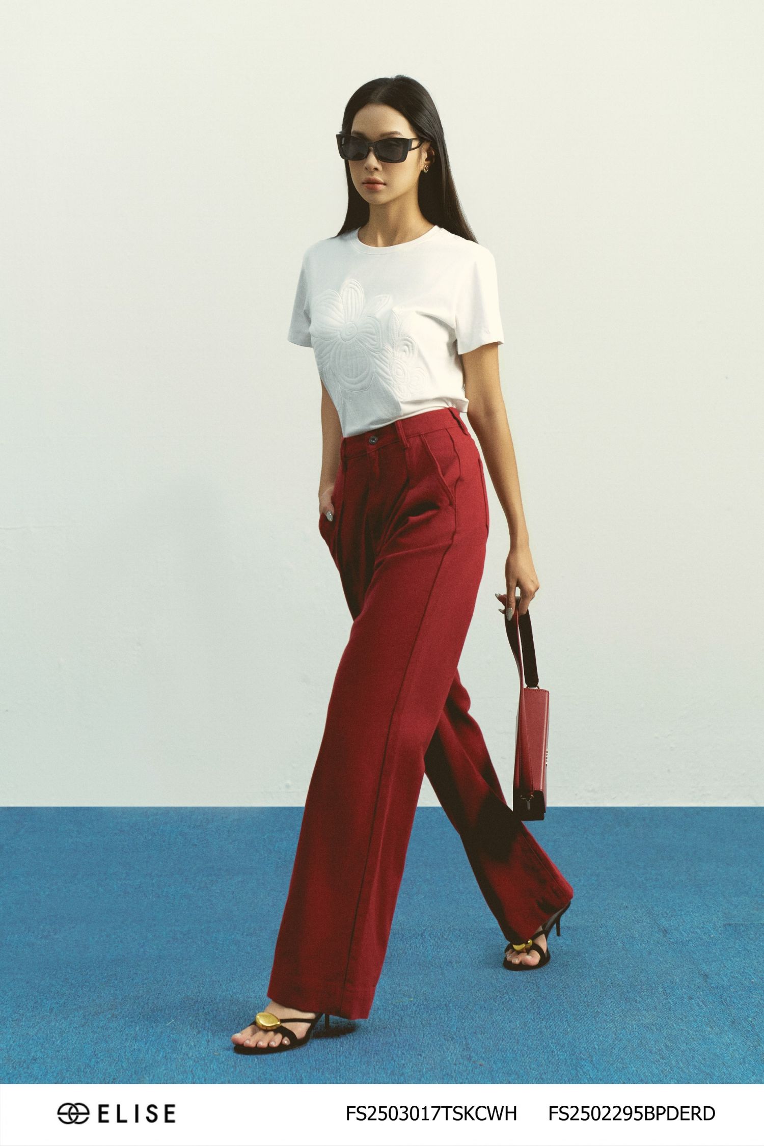 QUẦN DENIM SUÔNG MÀU ĐỎ ĐUN