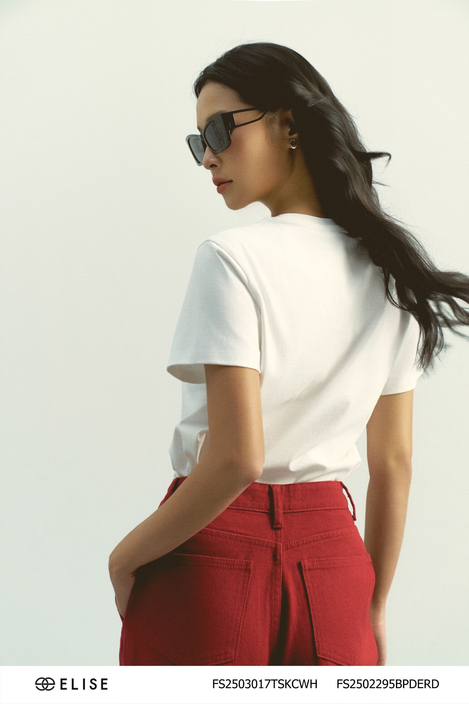 QUẦN DENIM SUÔNG MÀU ĐỎ ĐUN