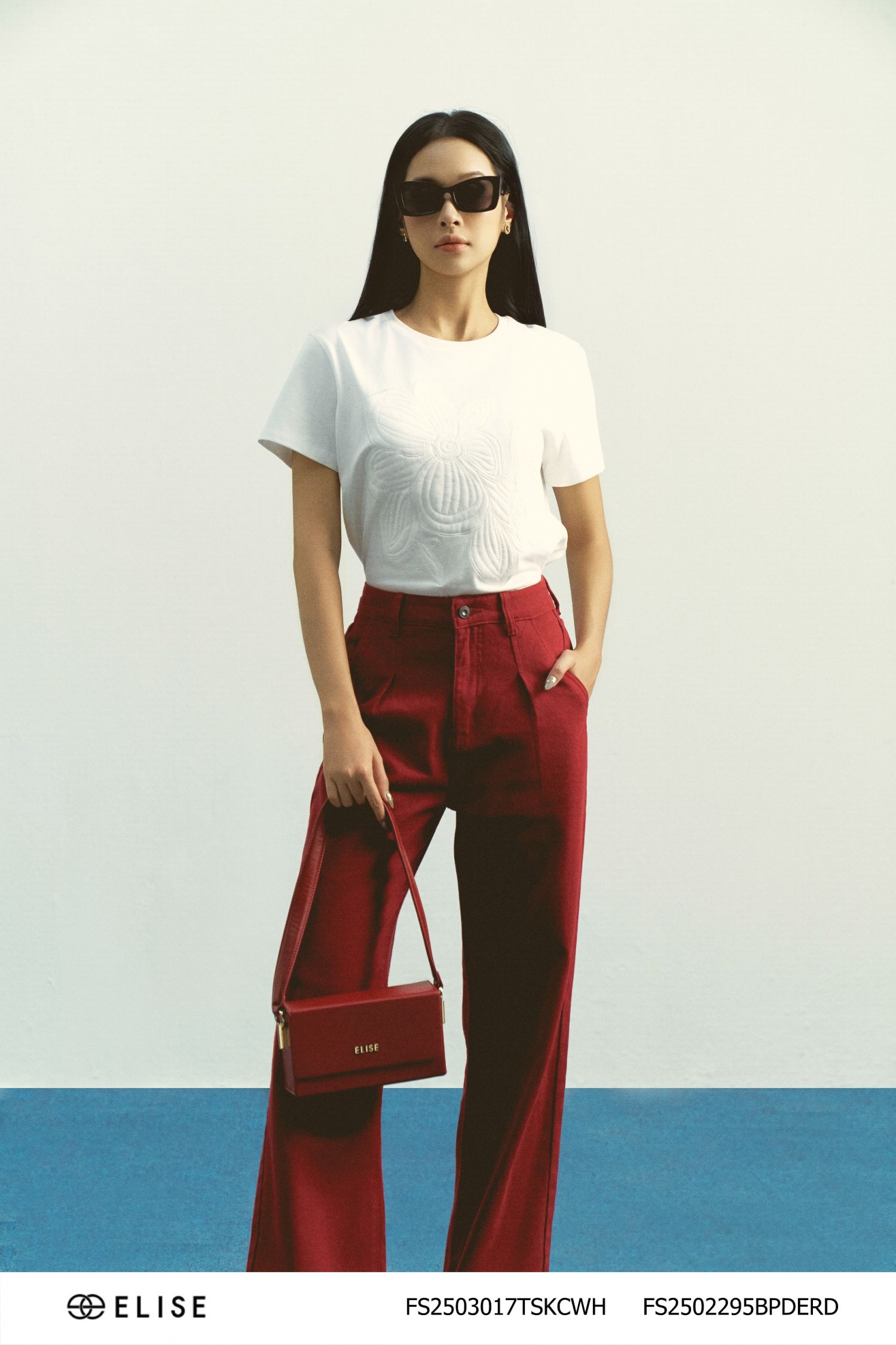 QUẦN DENIM SUÔNG MÀU ĐỎ ĐUN