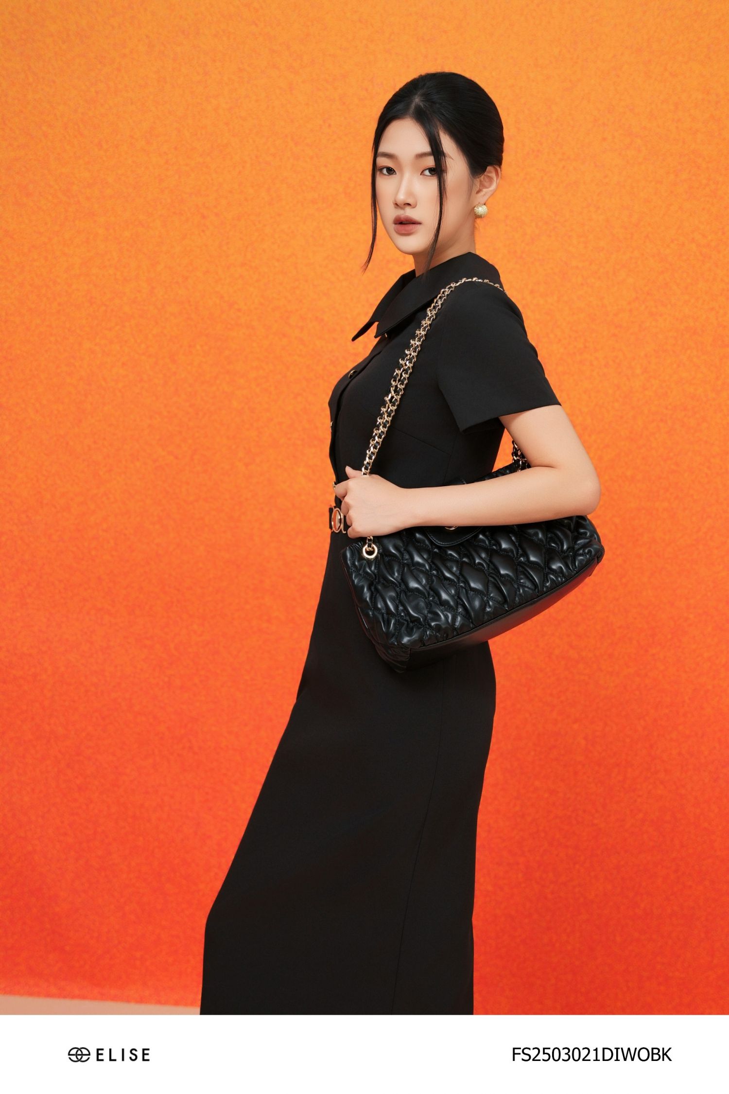 ĐẦM BÚT CHÌ ĐEN CỔ ĐỨC ĐAI EO