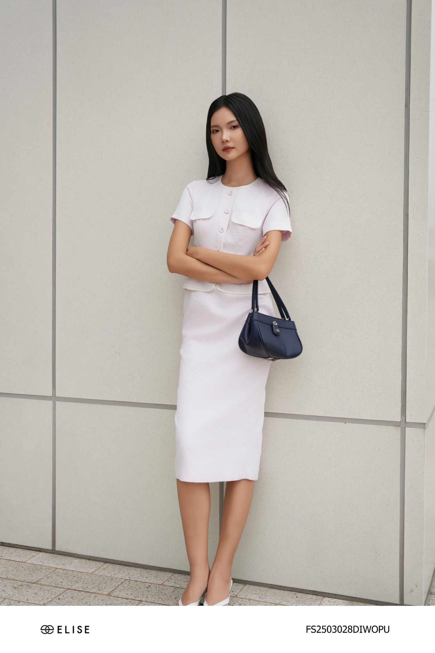 ĐẦM SỢI TÍM NHẠT CẠP PEPLUM PHỐI VIỀN