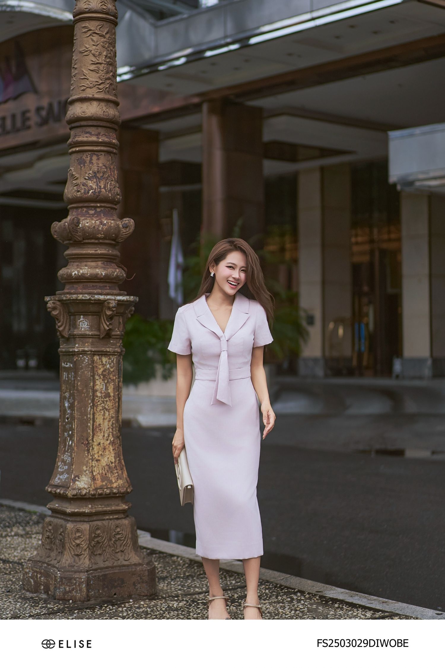 ĐẦM BÚT CHÌ VÂN BE CỔ VEST DÂY BUỘC