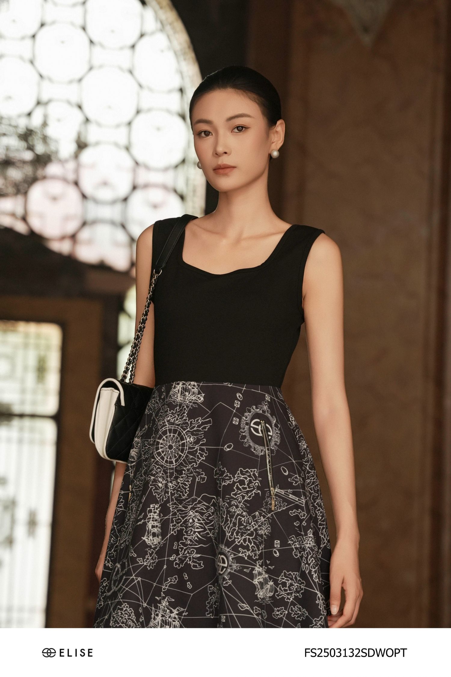SET ĐẦM ĐEN HT TRẮNG PHỐI THUN