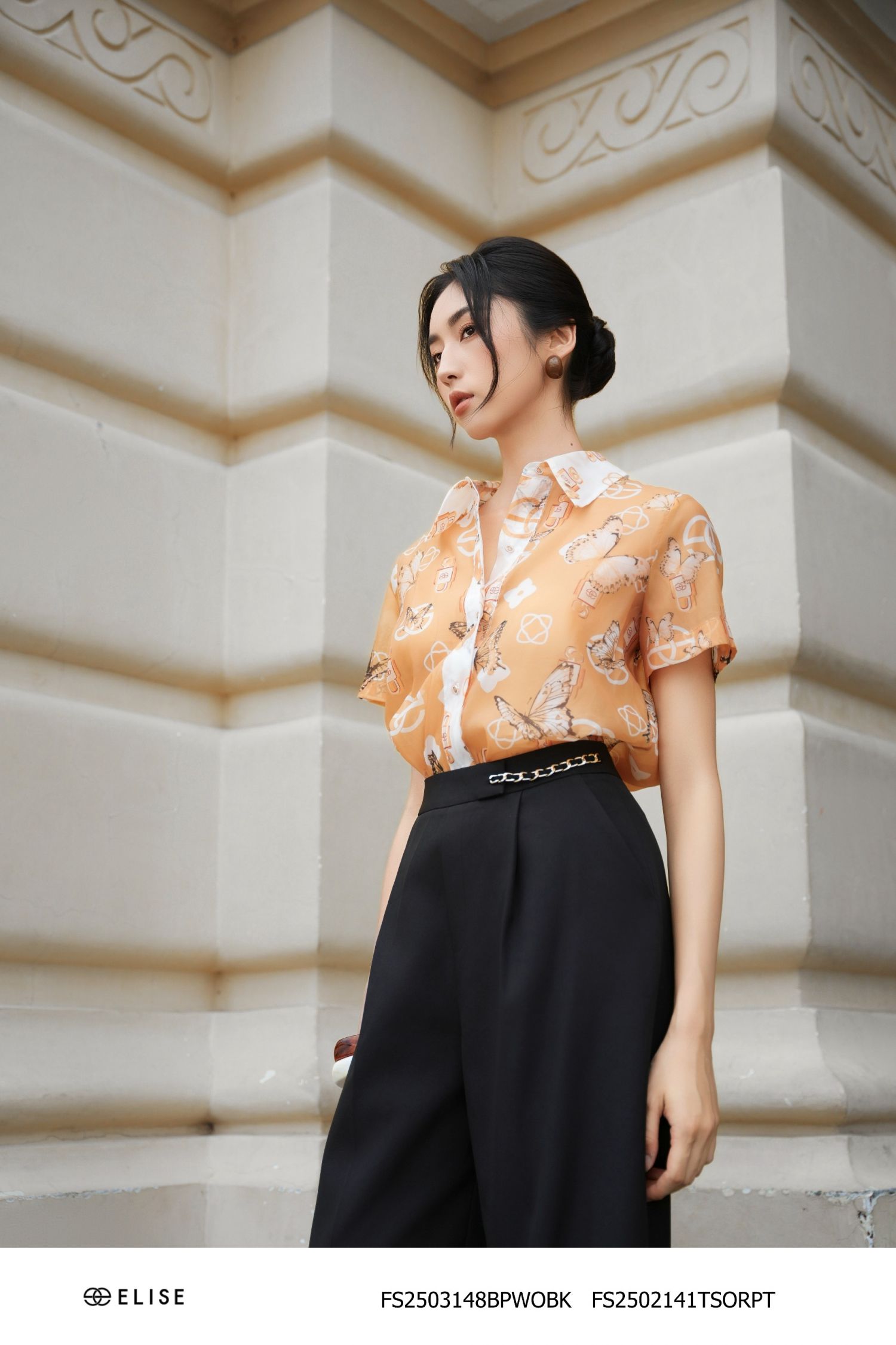 QUẦN SUÔNG ĐEN XẾP LY CẠP XÍCH