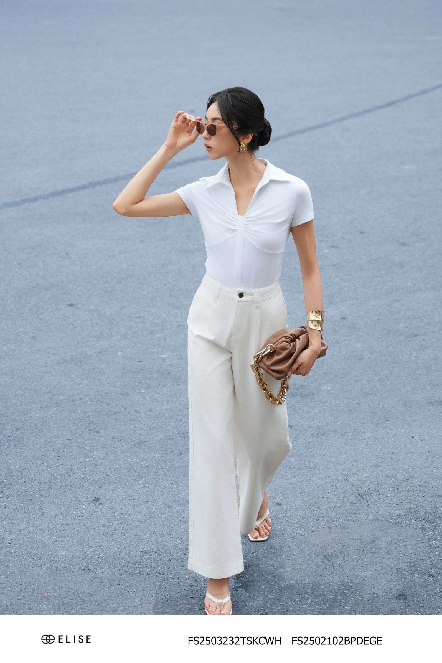 JUMPSUIT THUN TRẮNG NHÚN NGỰC
