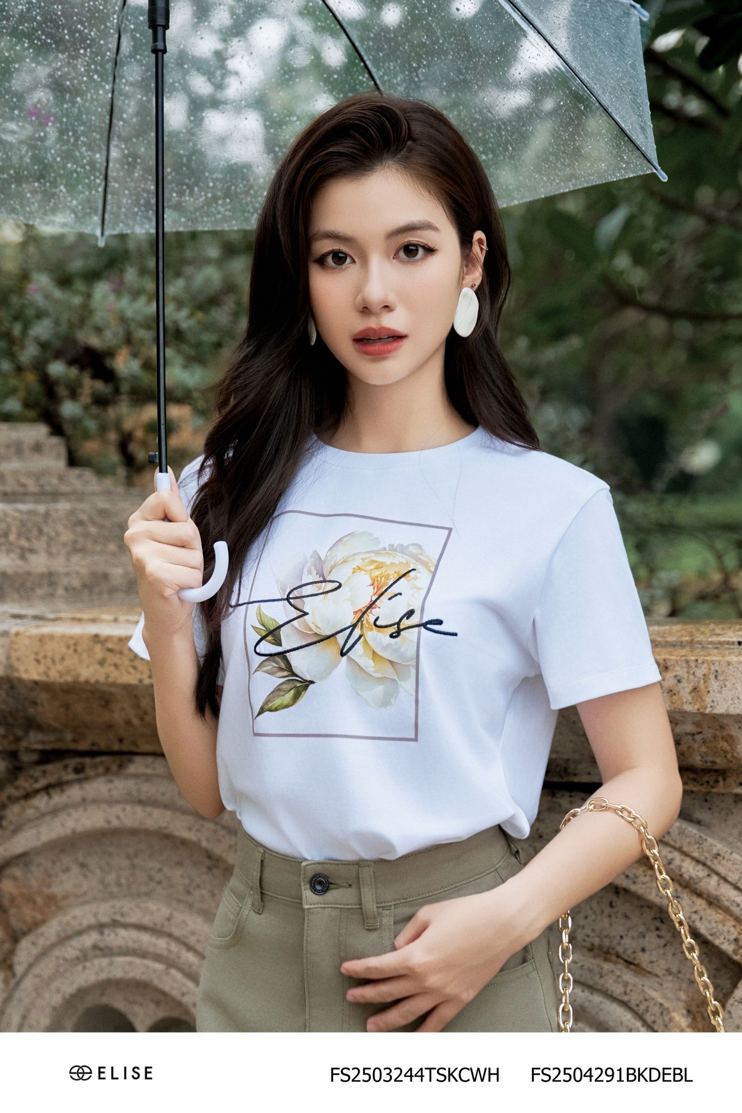 ÁO THUN TRẮNG IN HOA THÊU CHỮ ELISE